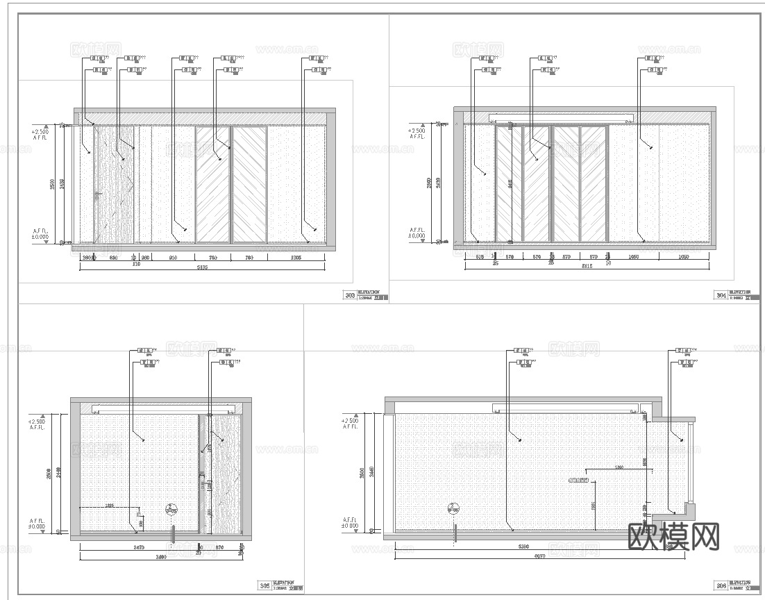 三室一厅样板间 最新全套施工图设计cad施工图