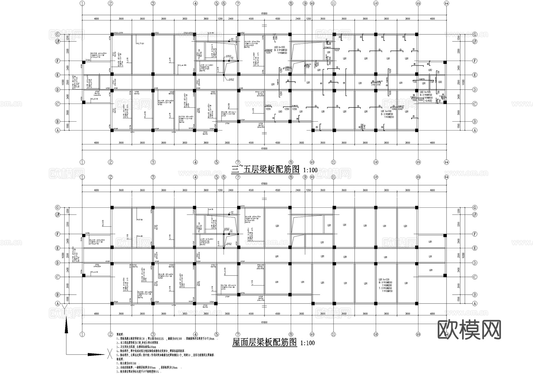 五层办公楼建筑cad施工图