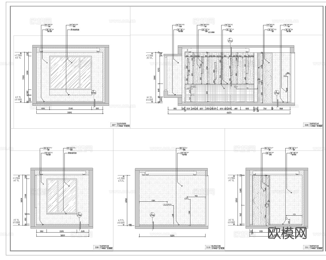 三室一厅样板间 最新全套施工图设计cad施工图