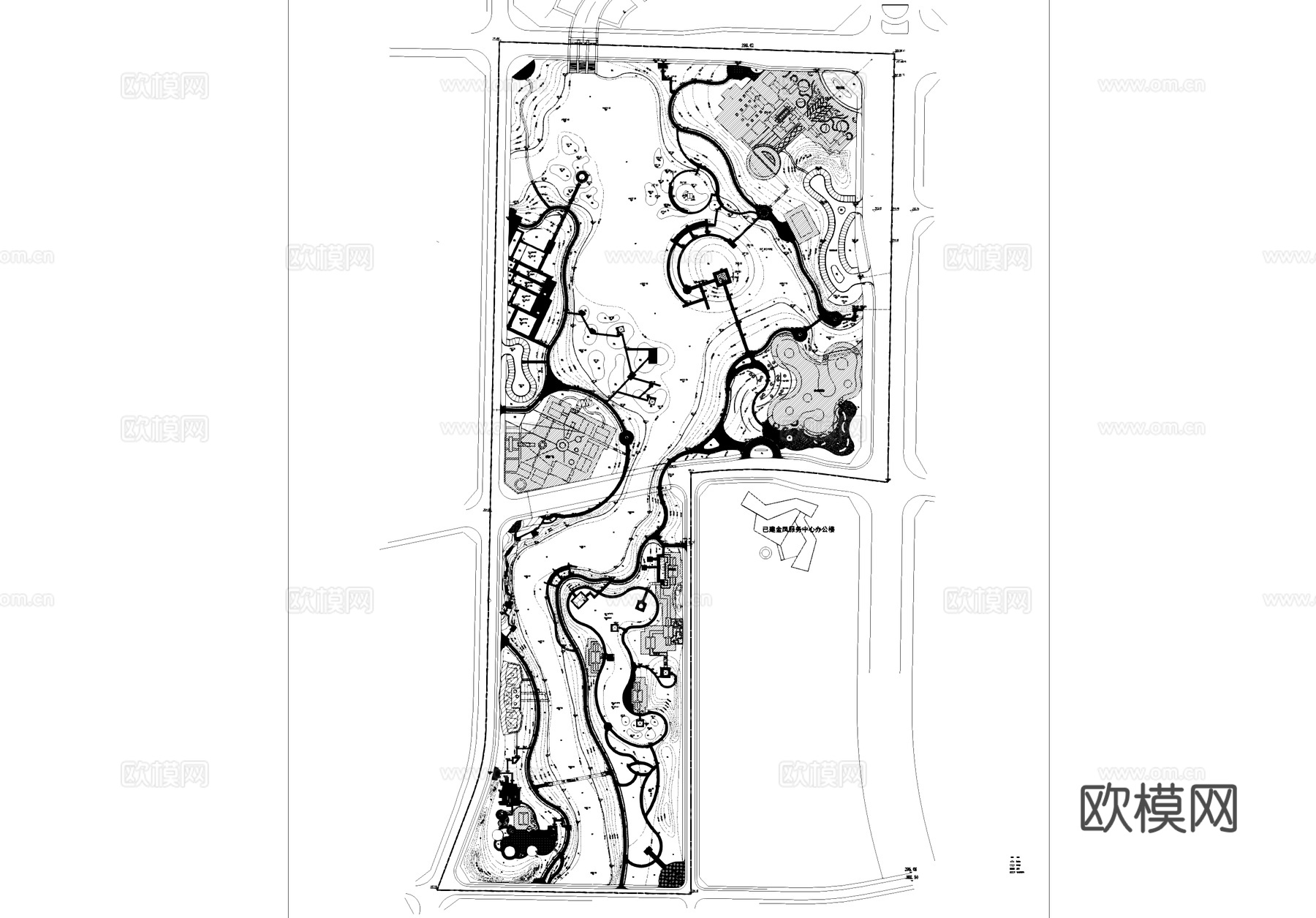 重庆金凤湿地公园景观平面CAD施工图cad施工图