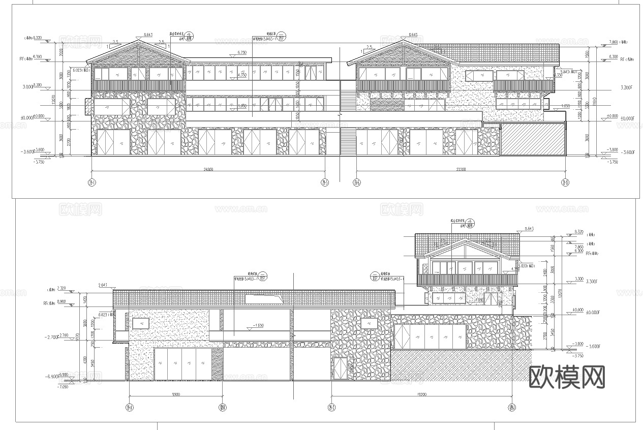 别墅建筑外观 最新全套施工图设计cad施工图