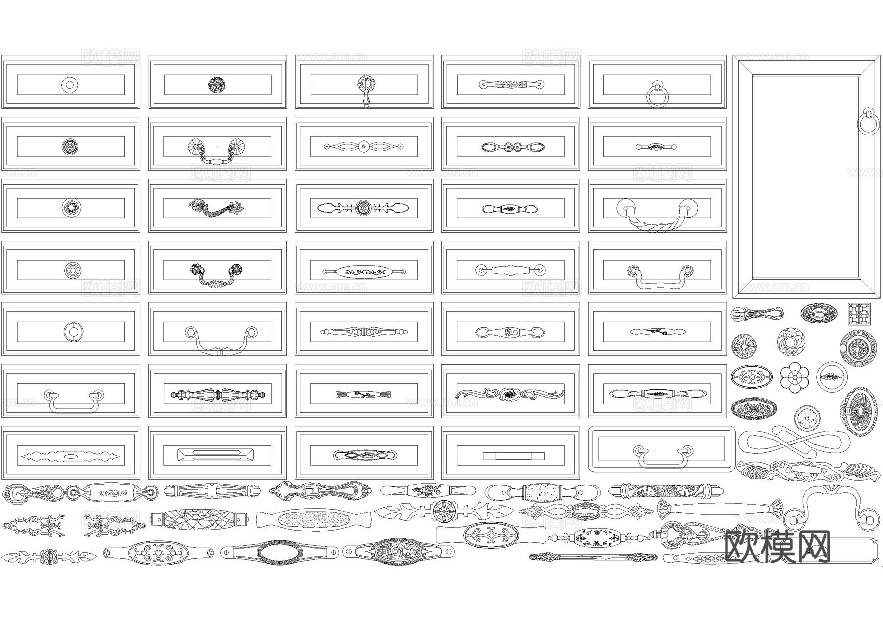 五金管件 柜门把手拉手拉环cad施工图