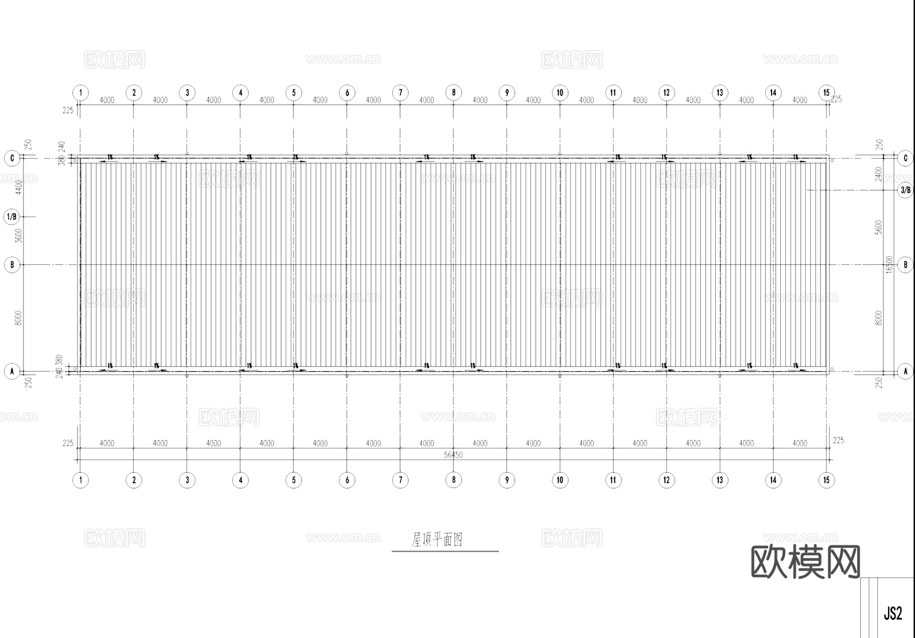 二级耐火七度抗震车间厂房工业建筑CAD施工图cad施工图
