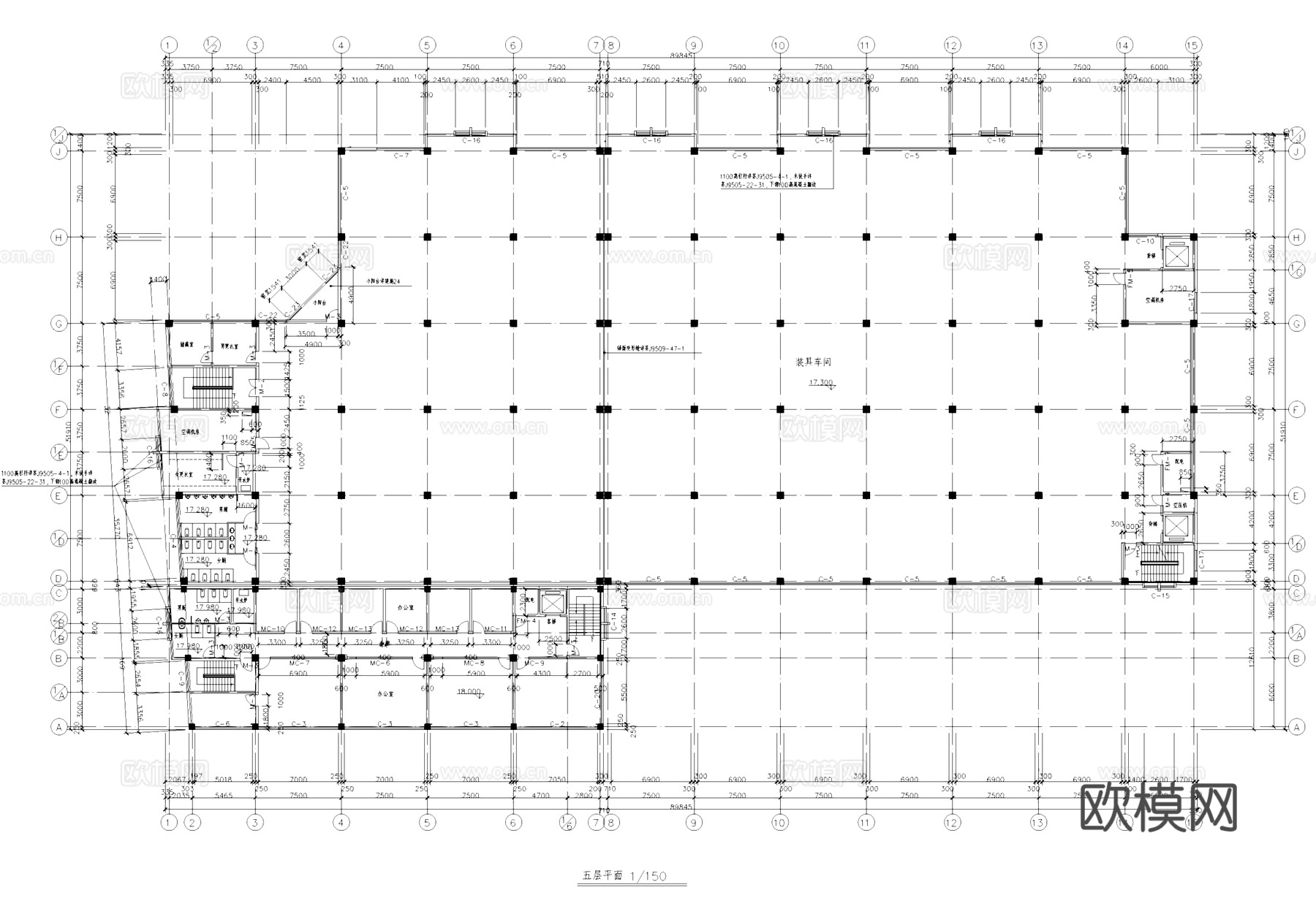 装具车间厂房工业建筑CAD施工图cad施工图