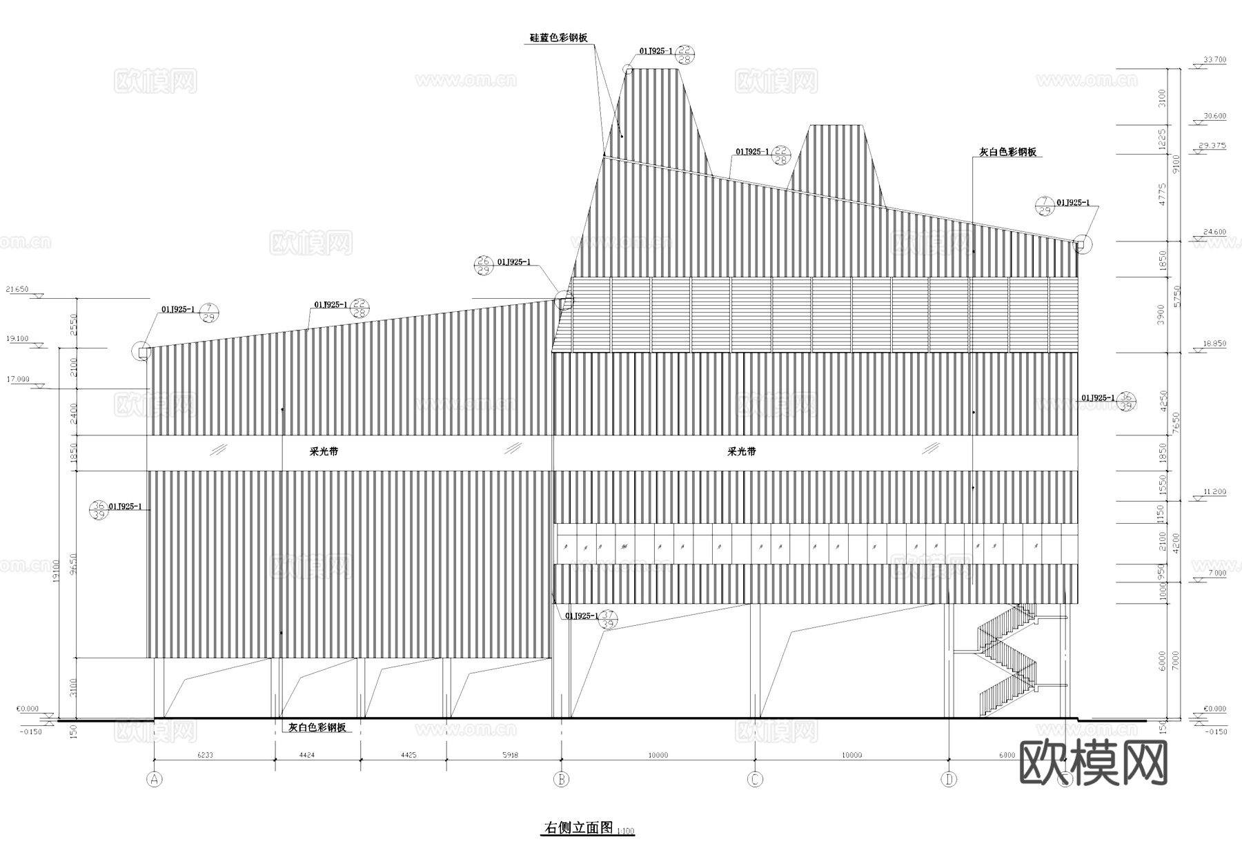 大型工厂厂房工业建筑CAD施工图cad施工图