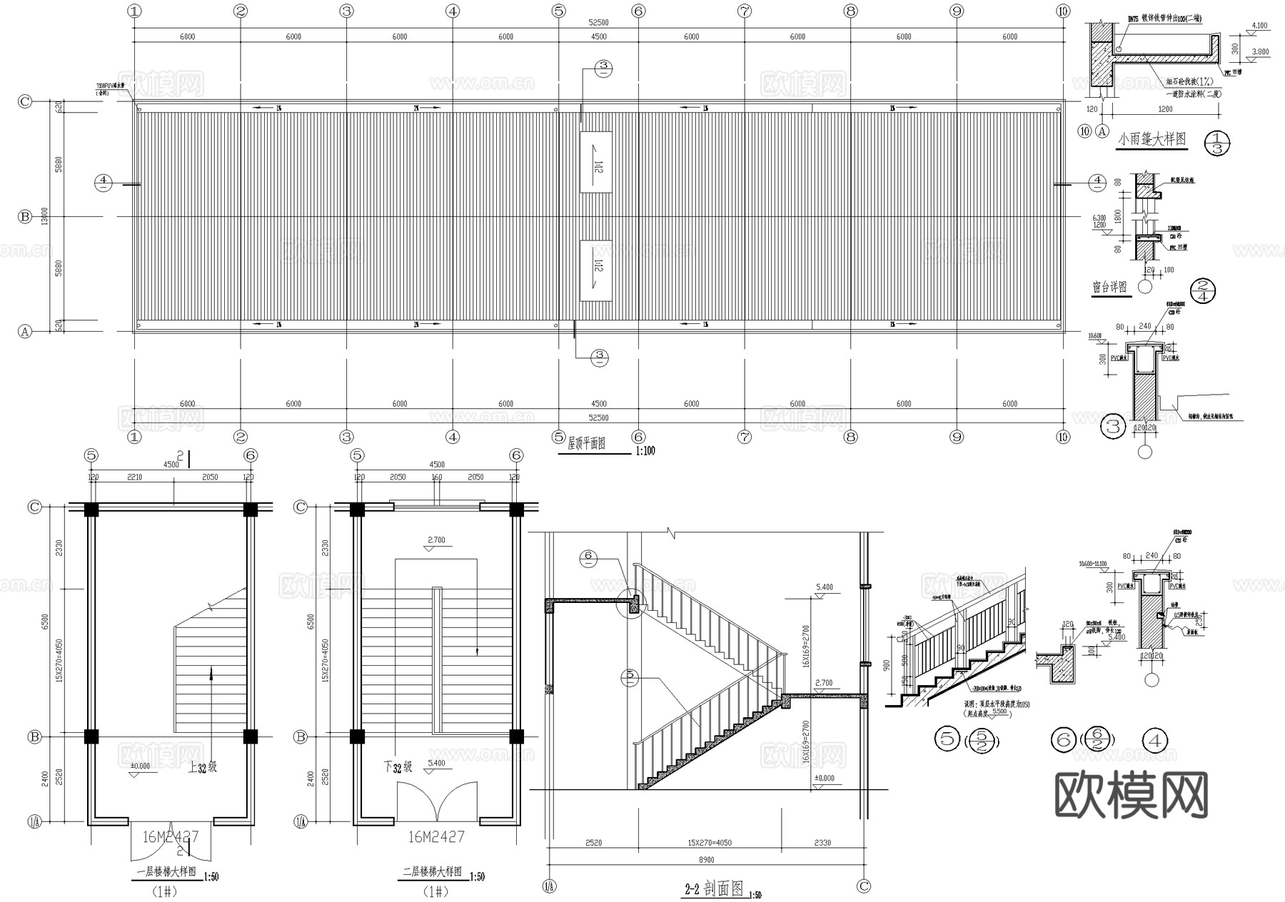 二层塑料生产车间厂房排架结构工业建筑cad施工图