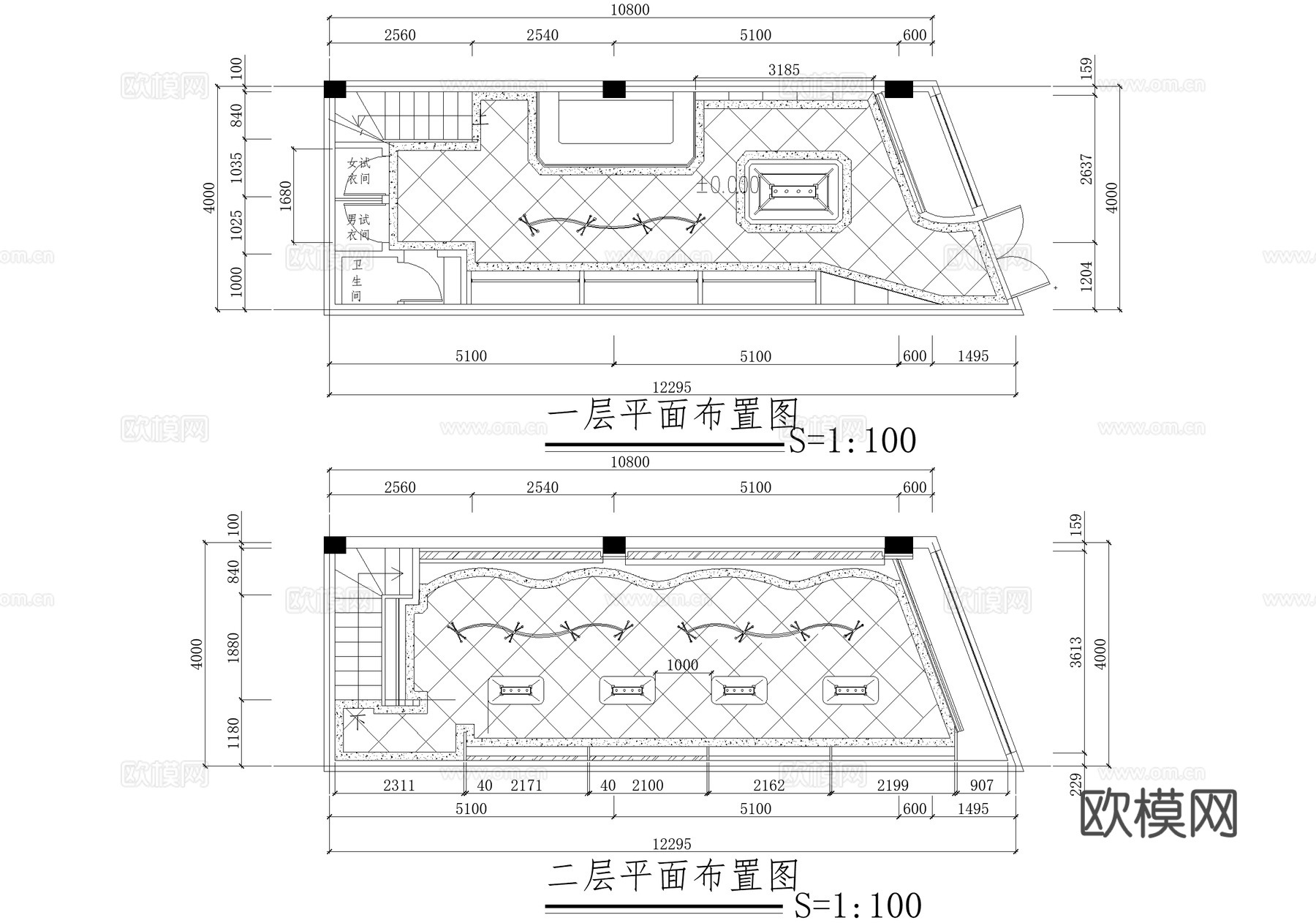 服装店 二层服饰店 专卖店cad施工图