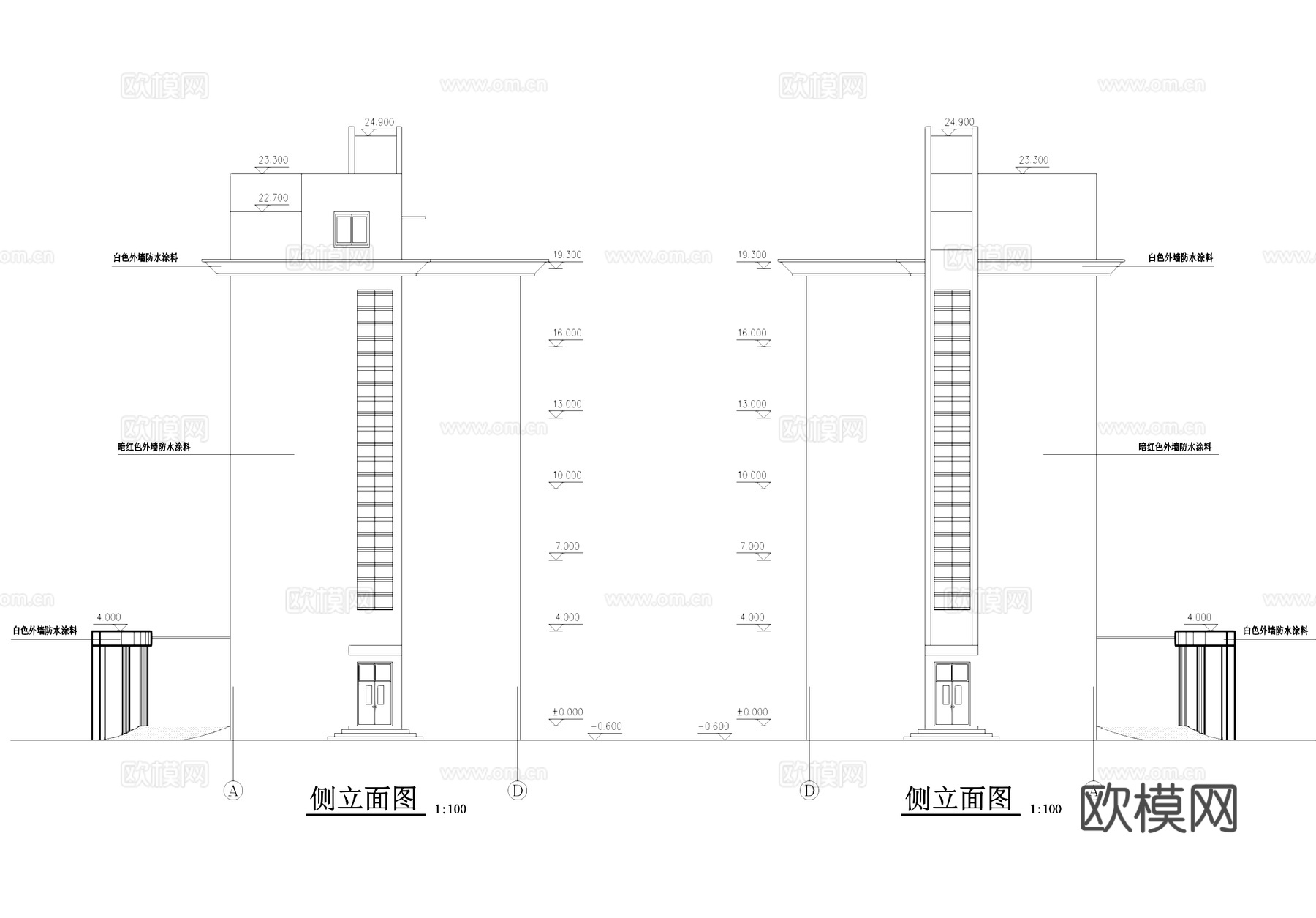 厂区办公楼建筑CAD施工图cad施工图