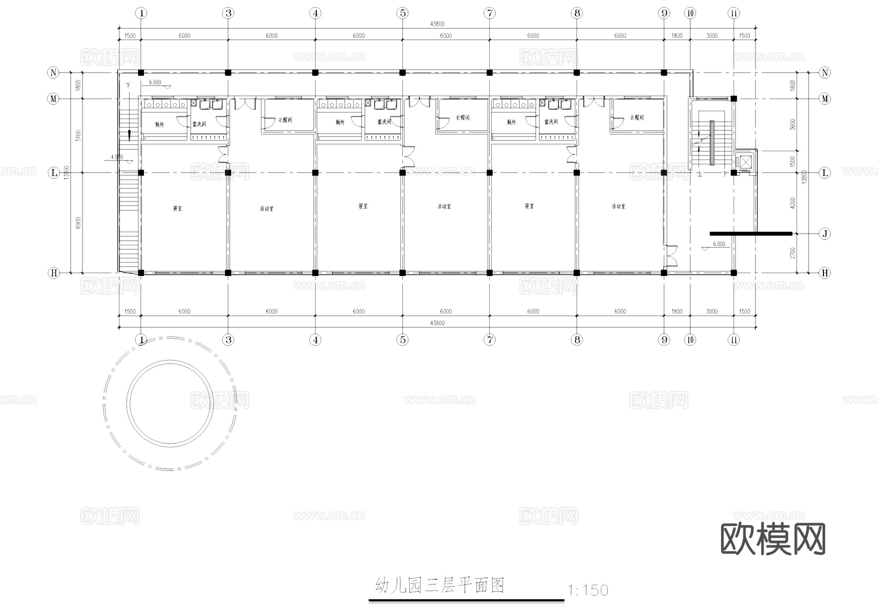 杭州钱江城住宅小区幼儿园建筑CAD施工图cad施工图