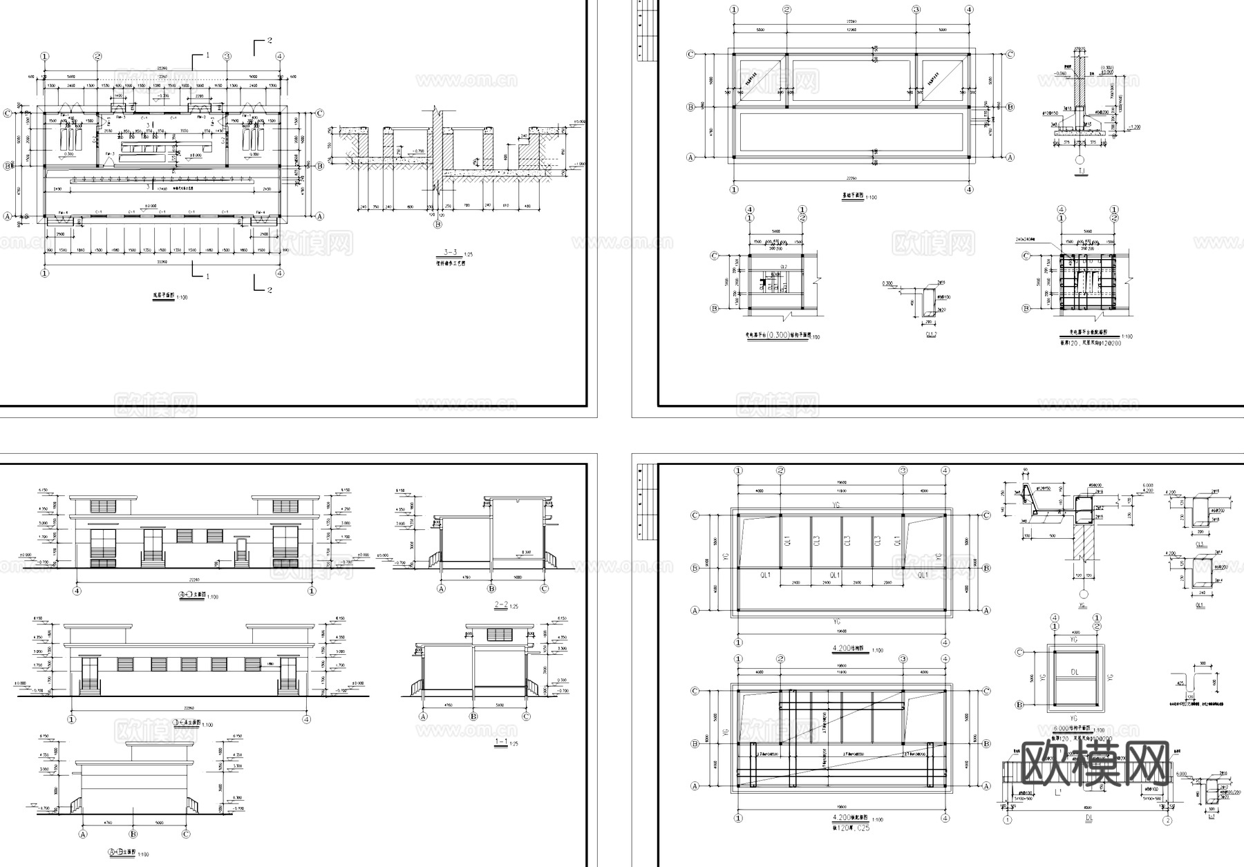 人造革工厂车间宿舍锅炉房配电房工业建筑规划CAD施工图cad施工图