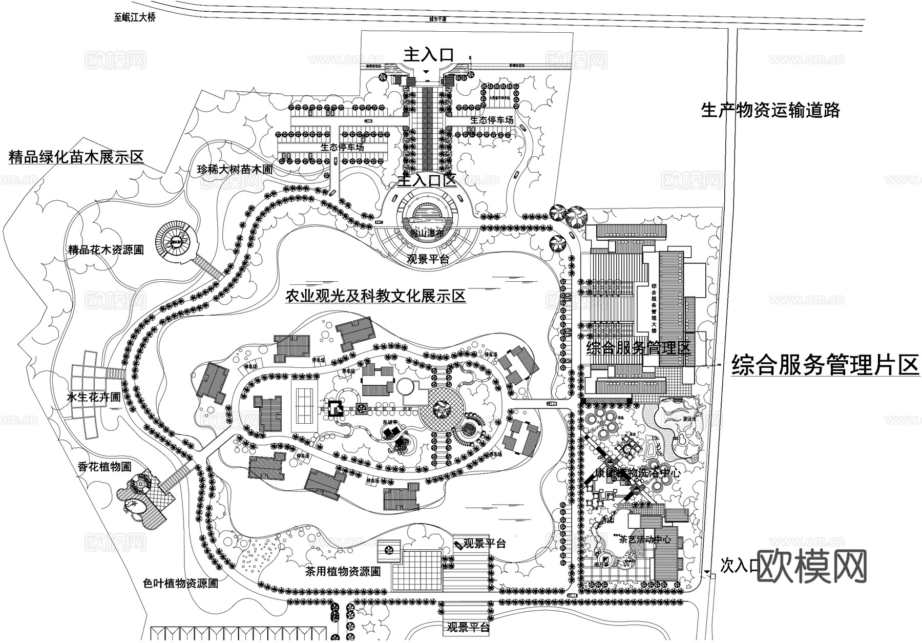 乡村规划总平面图 农业观光文化展示 农家乐旅游公园cad施工图