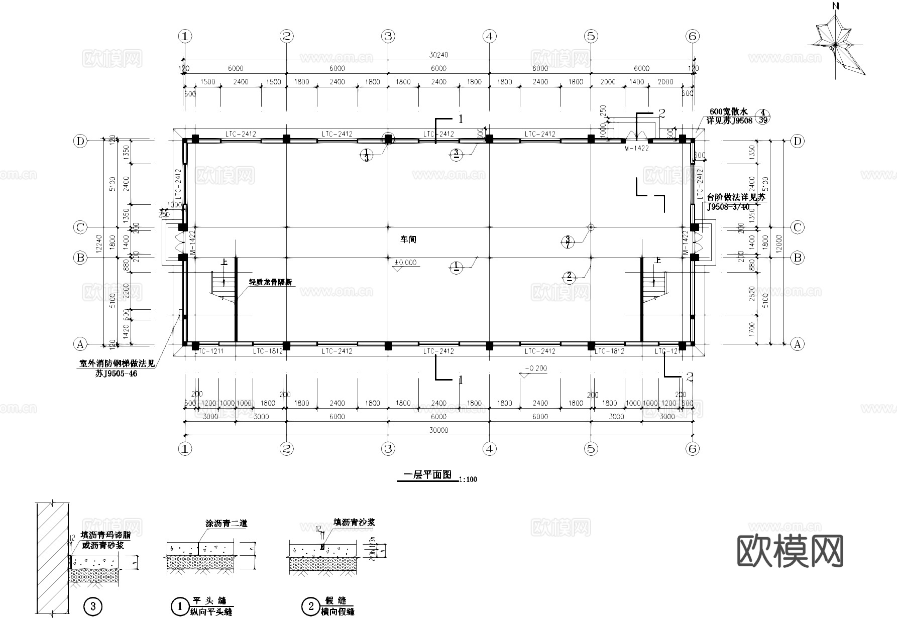 精密仪表厂房车间工业建筑CAD施工图cad施工图