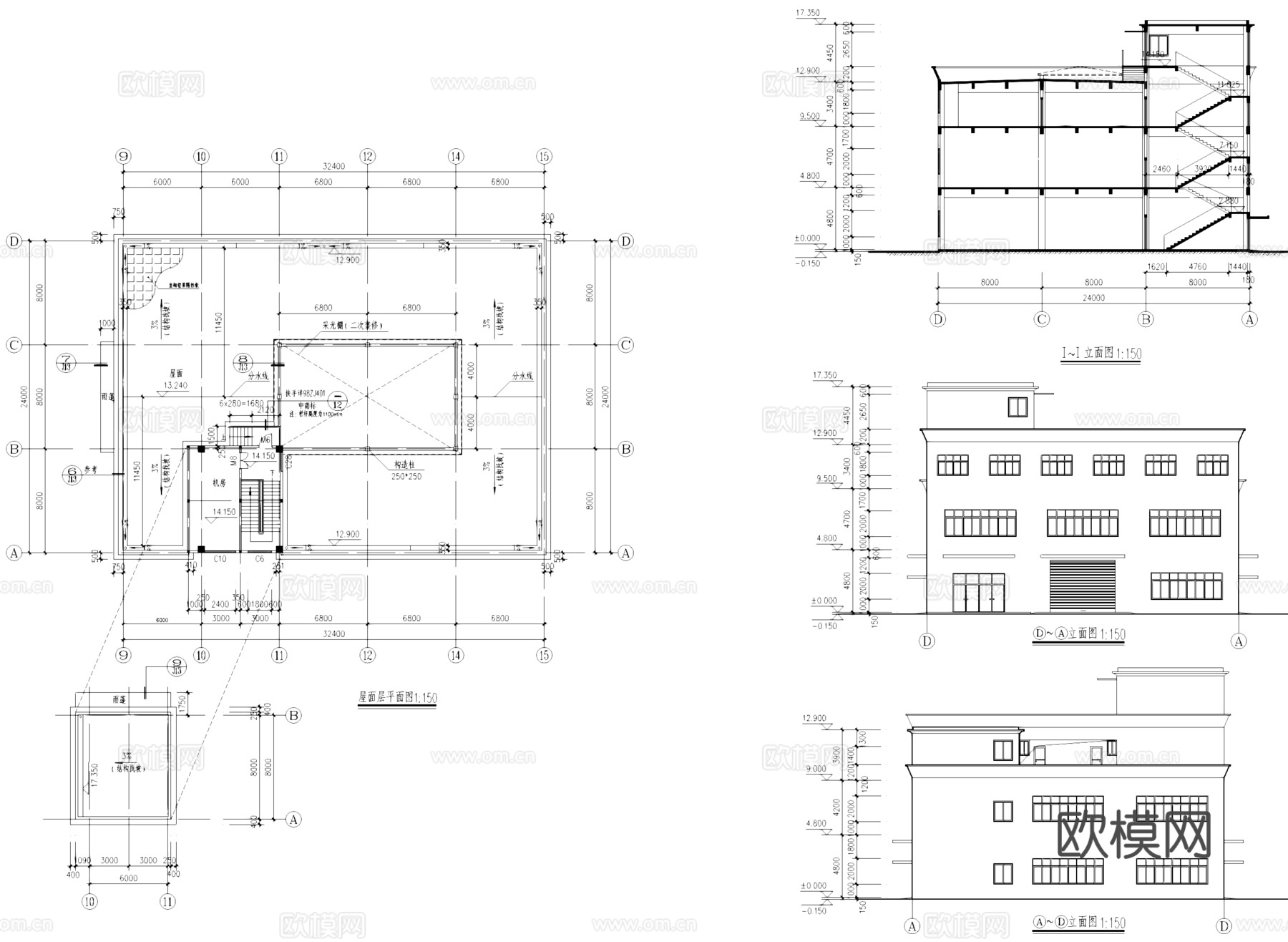 厂房工业建筑及结构CAD施工图cad施工图