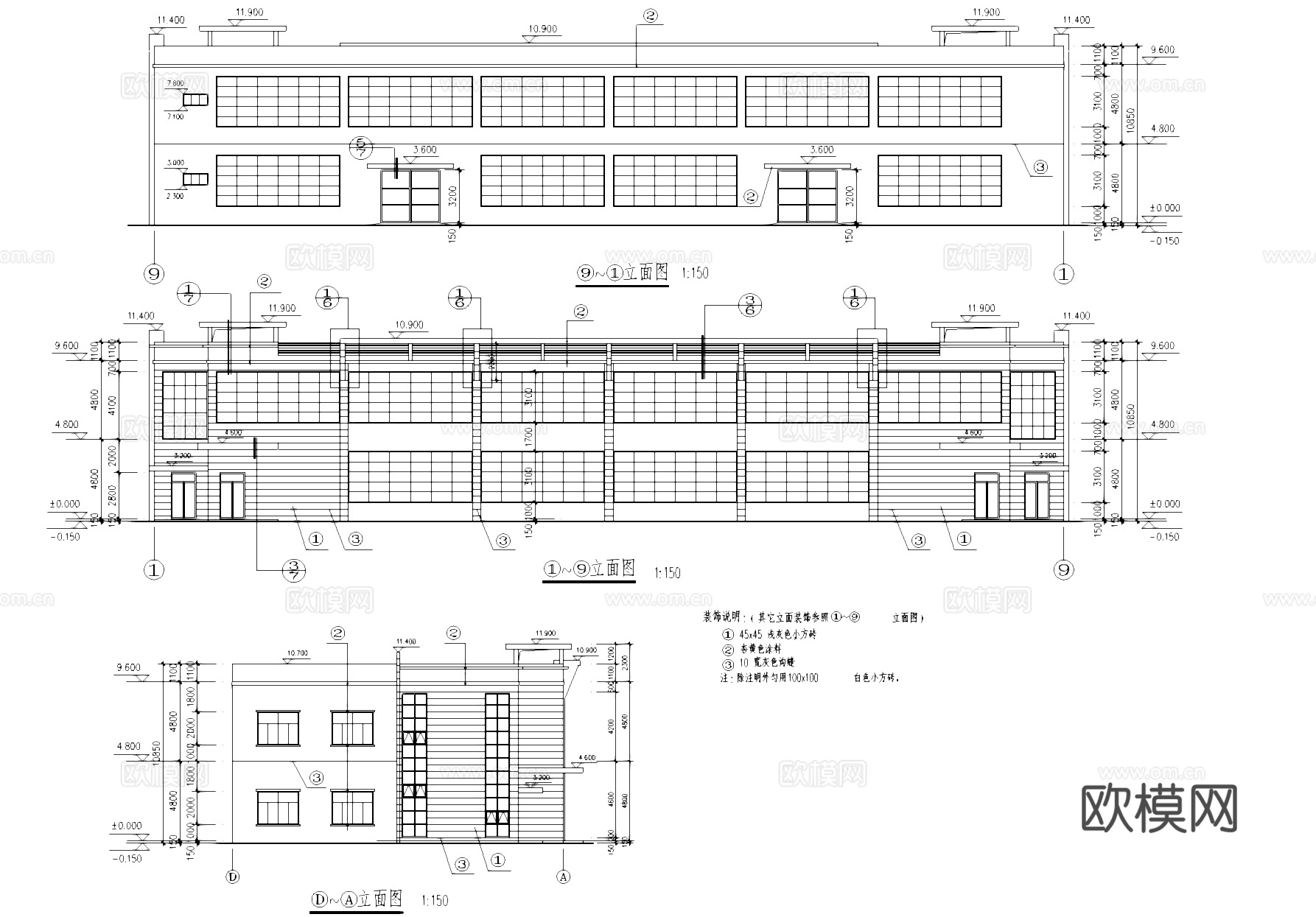 二层车间厂房工业建筑CAD施工图cad施工图