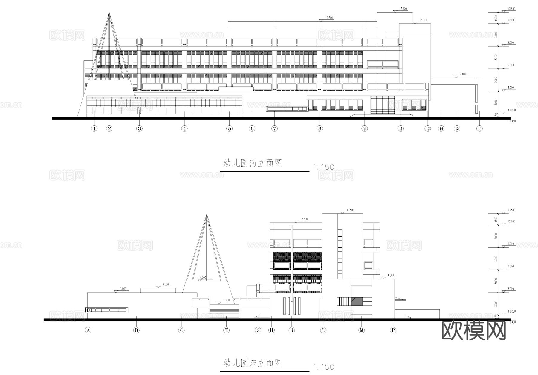 杭州钱江城住宅小区幼儿园建筑CAD施工图cad施工图