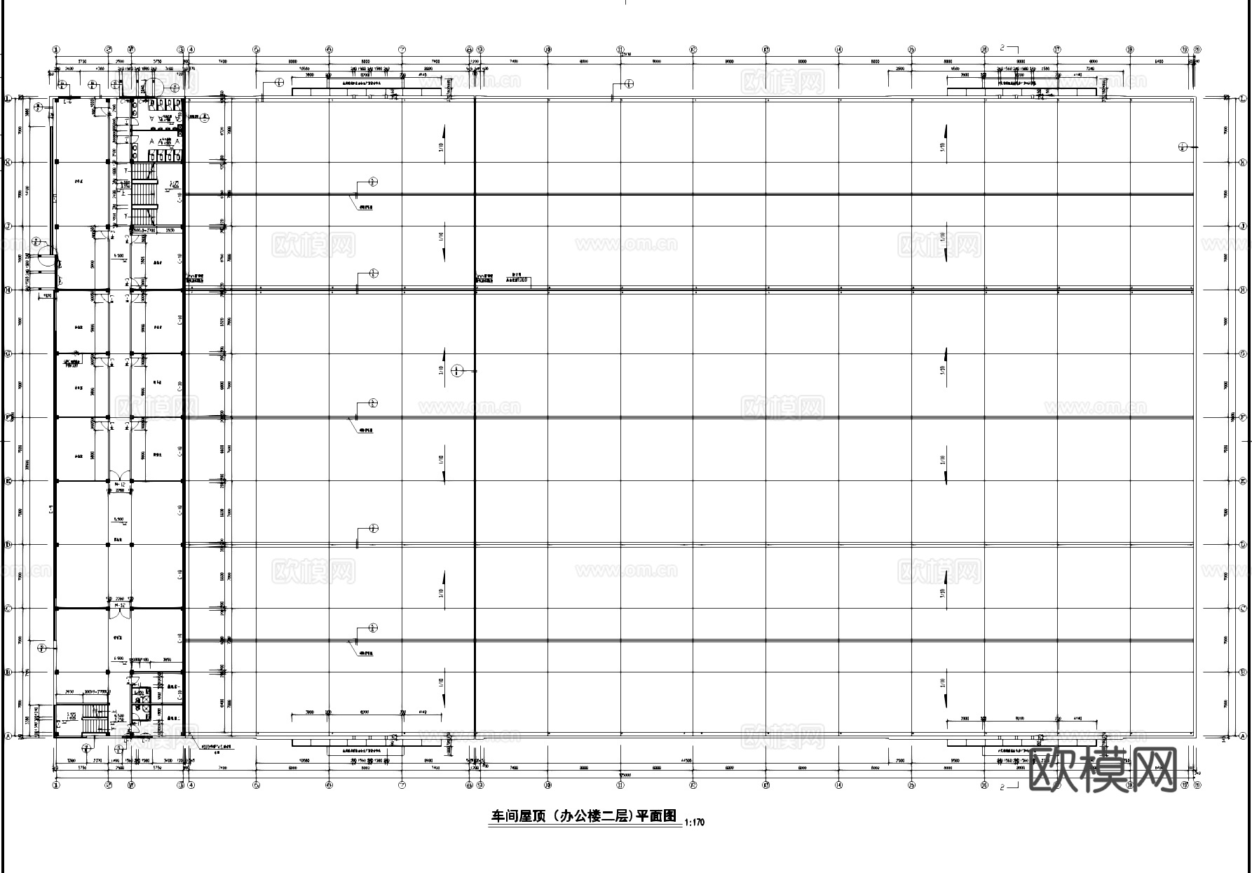 三层排架车间框架办公楼工业建筑CAD施工图cad施工图