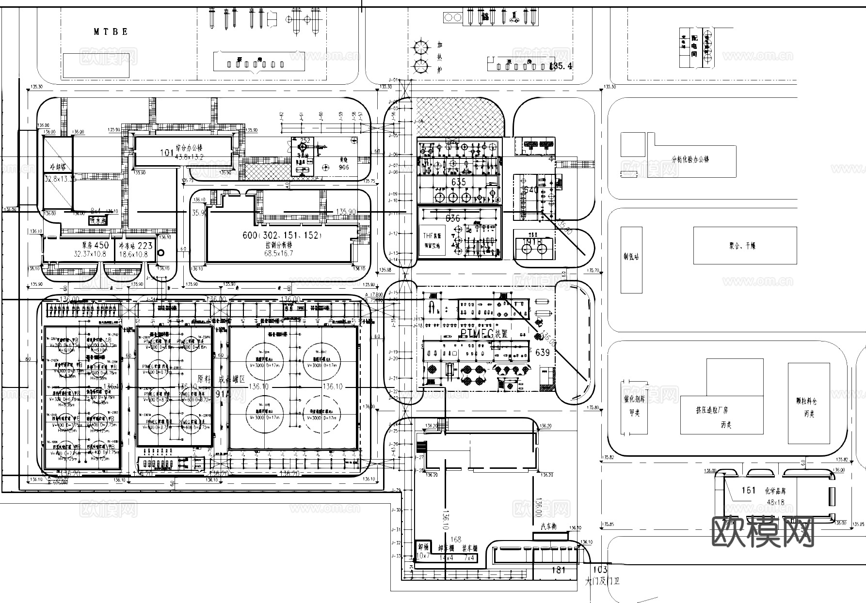 中石油前郭炼油厂建筑规划平面CAD施工图cad施工图cad施工图