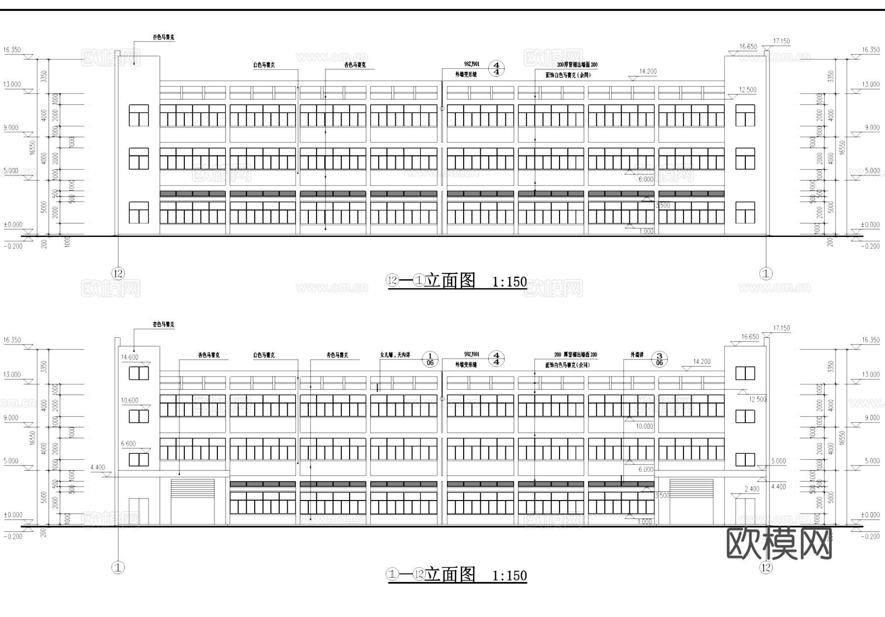 三层车间厂房工业建筑CAD施工图cad施工图