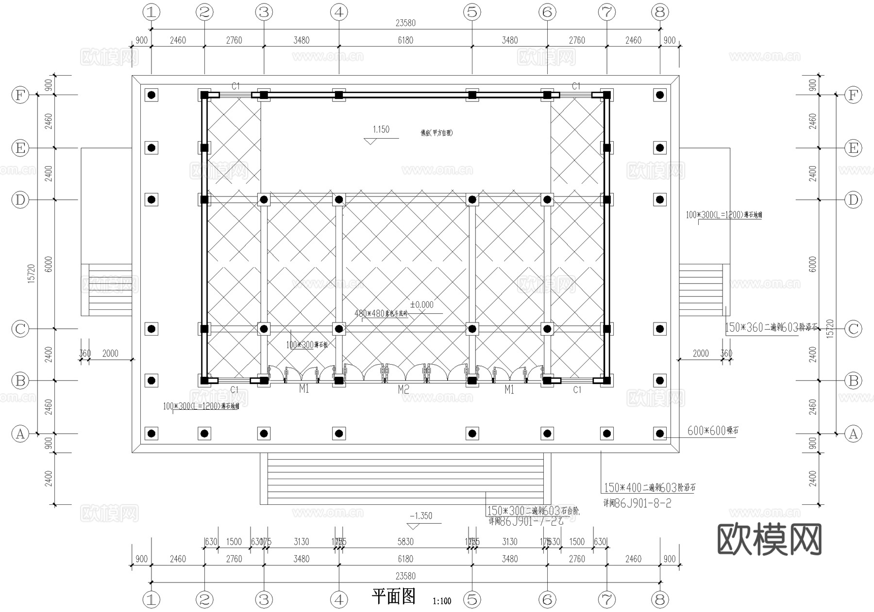 寺庙 道观大殿仿古建筑 重檐歇山顶cad施工图cad施工图