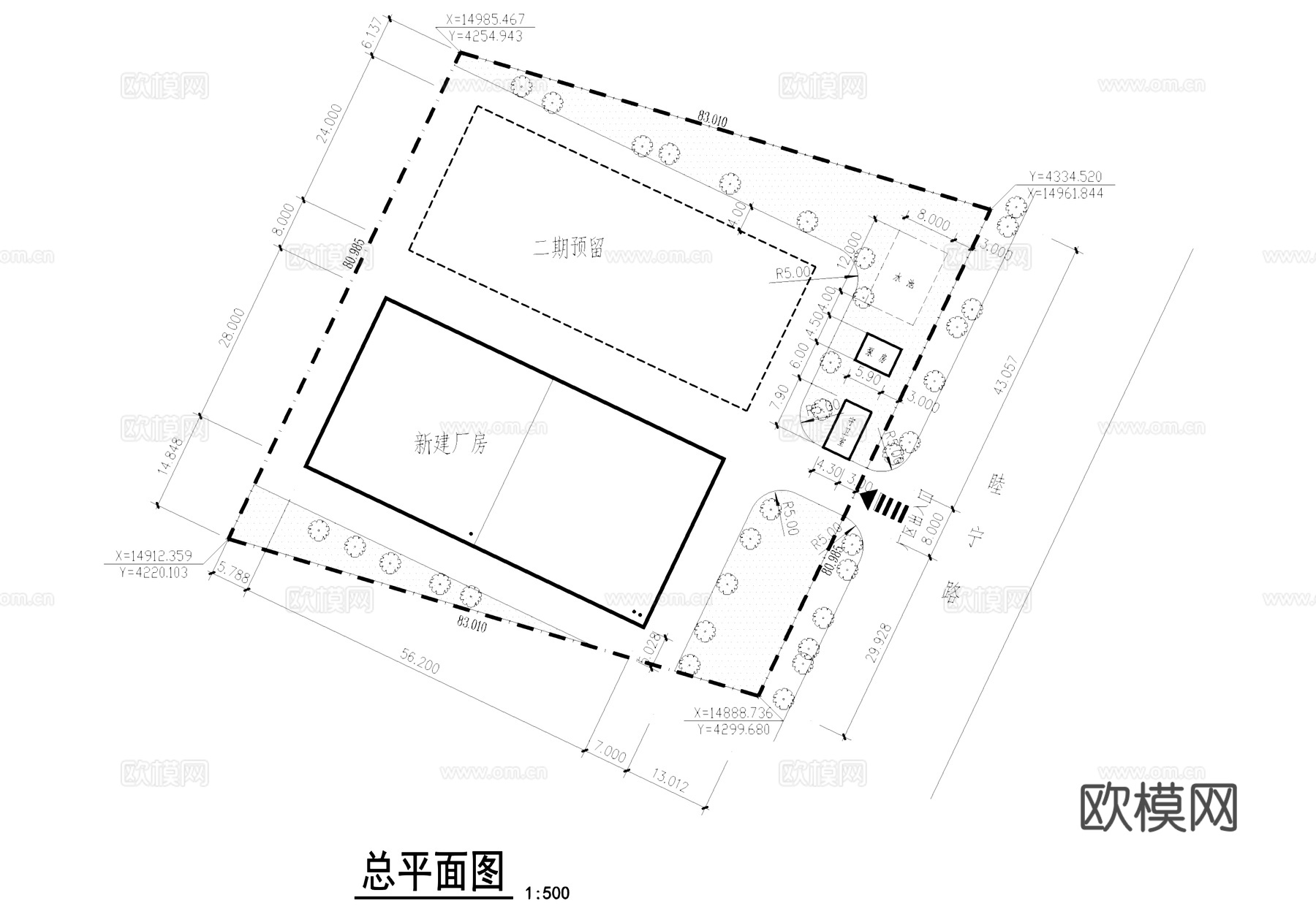 精密模具工厂厂房门卫工业建筑CAD施工图cad施工图
