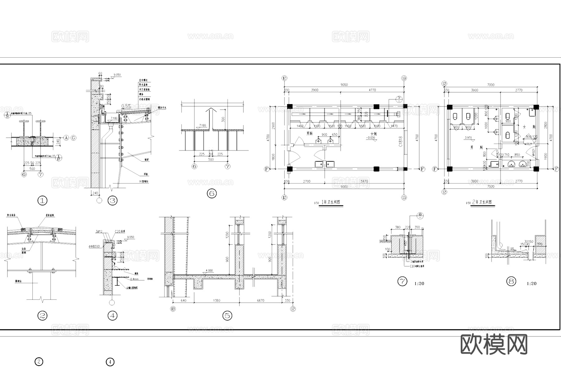 单层纺织厂钢结构车间厂房工业建筑CAD施工图集cad施工图