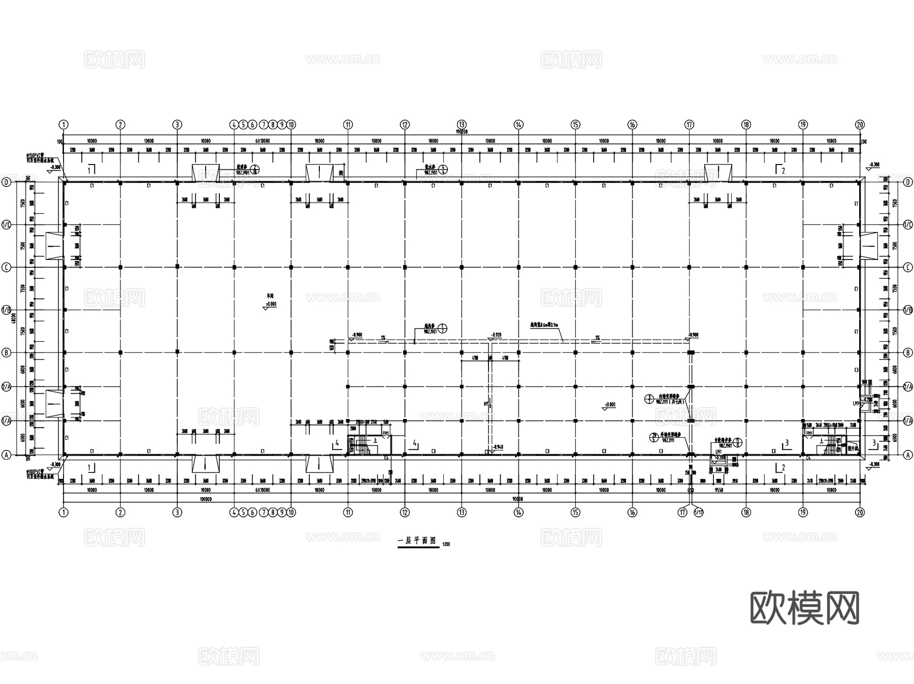 惠州工业园管材管件车间厂房工业建筑CAD施工图cad施工图