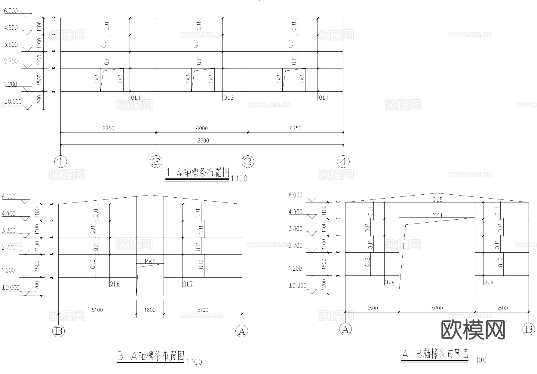 钢结构发电机房工业建筑结构CAD施工图cad施工图