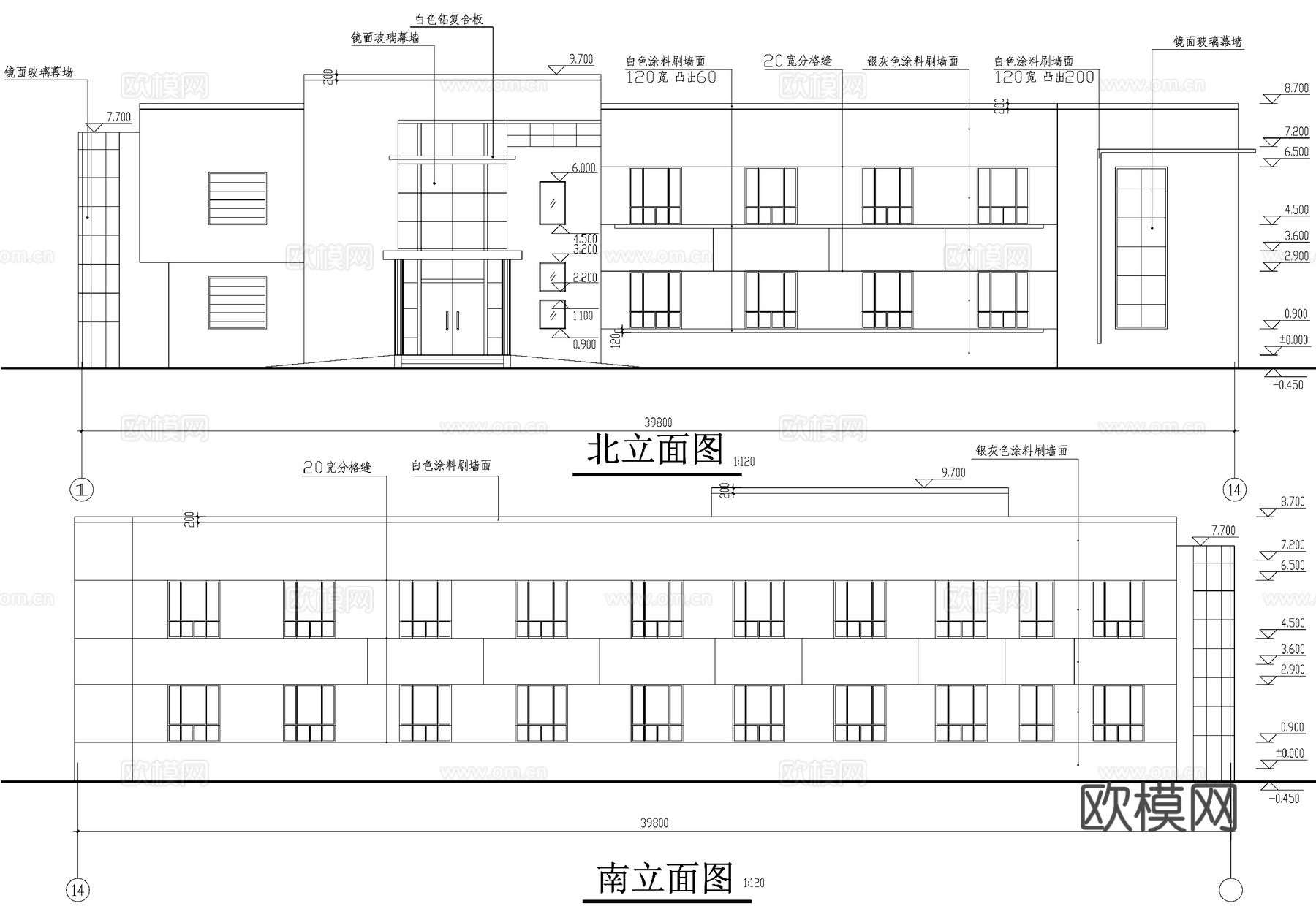 二层办公楼建筑cad施工图