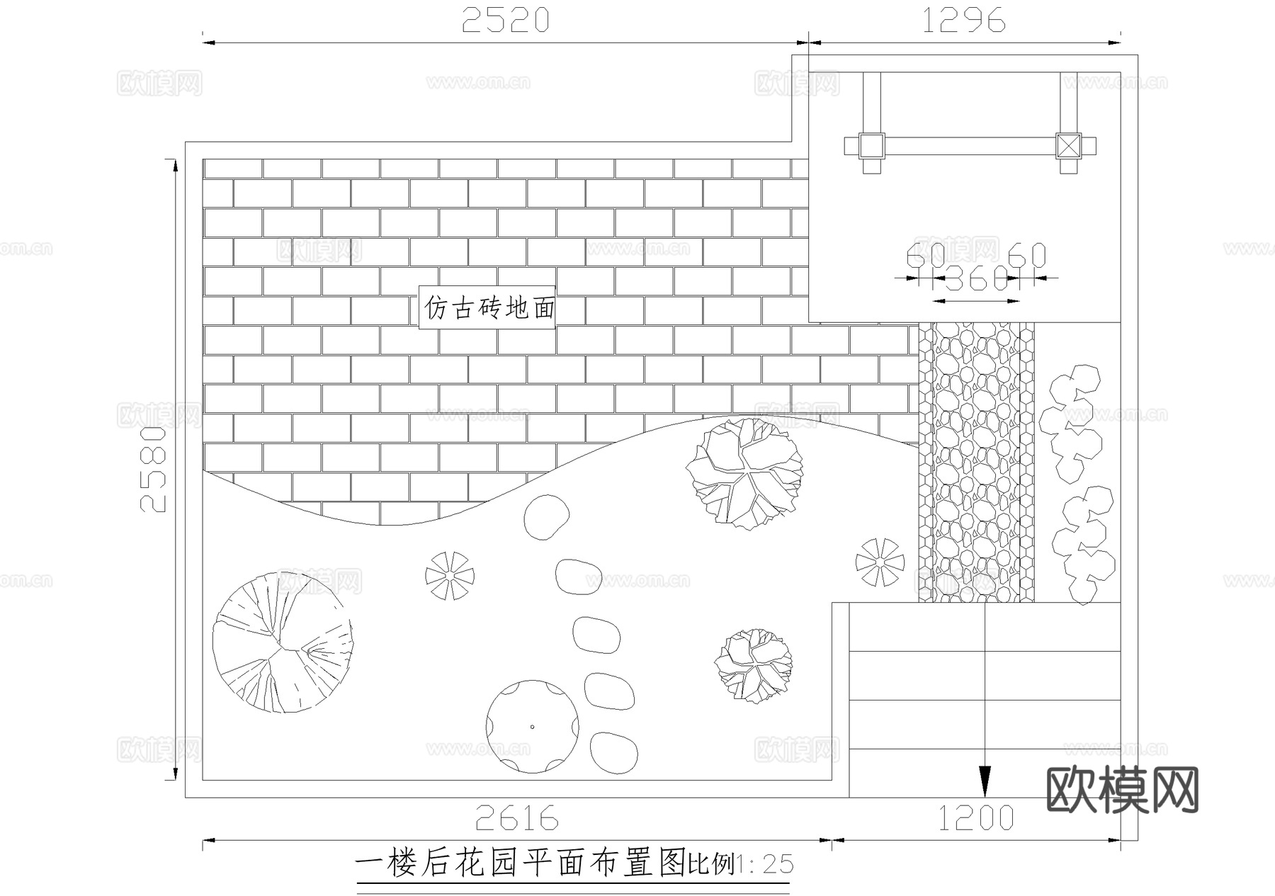 别墅庭院 屋顶花园 天井花园cad施工图
