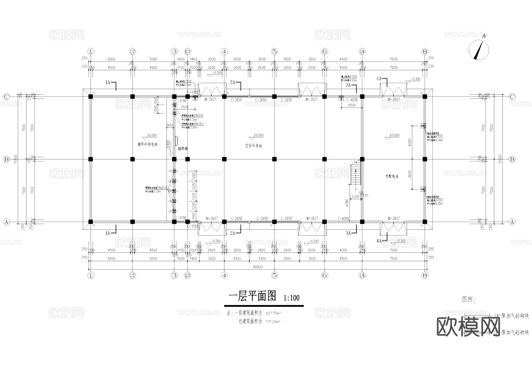 动力车间空压冷冻站循环冷却水站工业建筑CAD施工图集cad施工图
