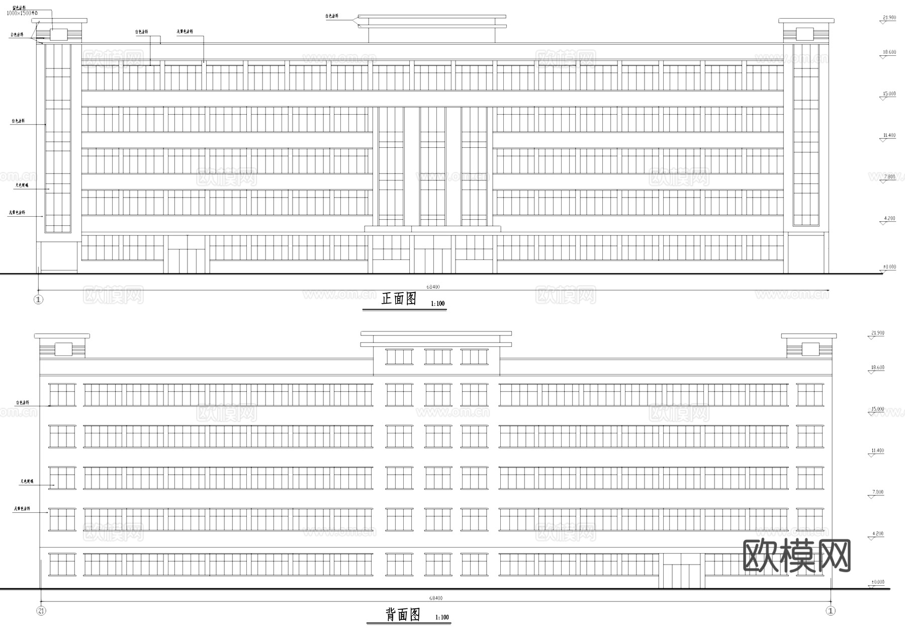 五层框架结构五金装饰厂房车间工业建筑CAD施工图cad施工图