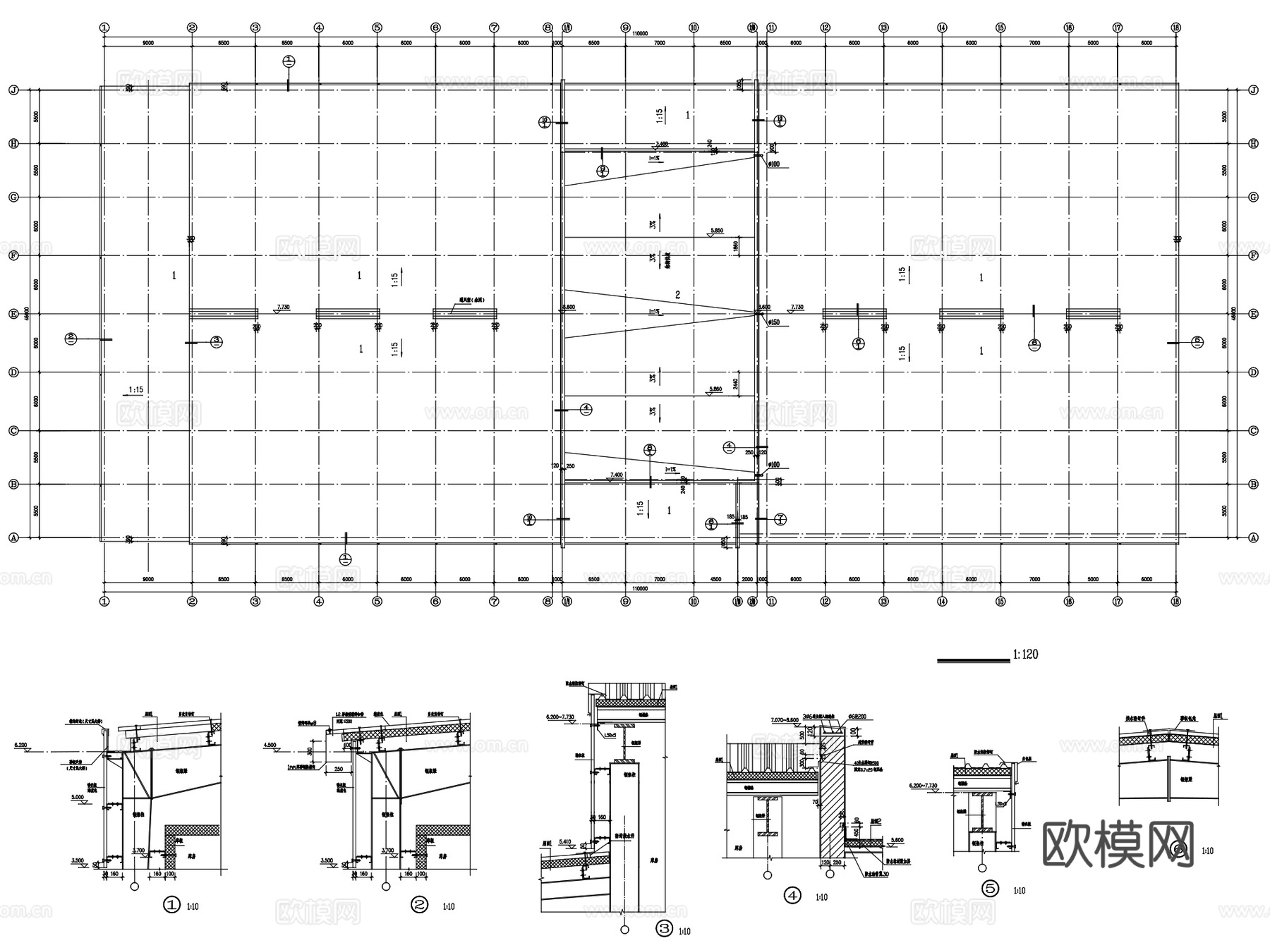 冷熟食加工车间工业建筑CAD施工图cad施工图
