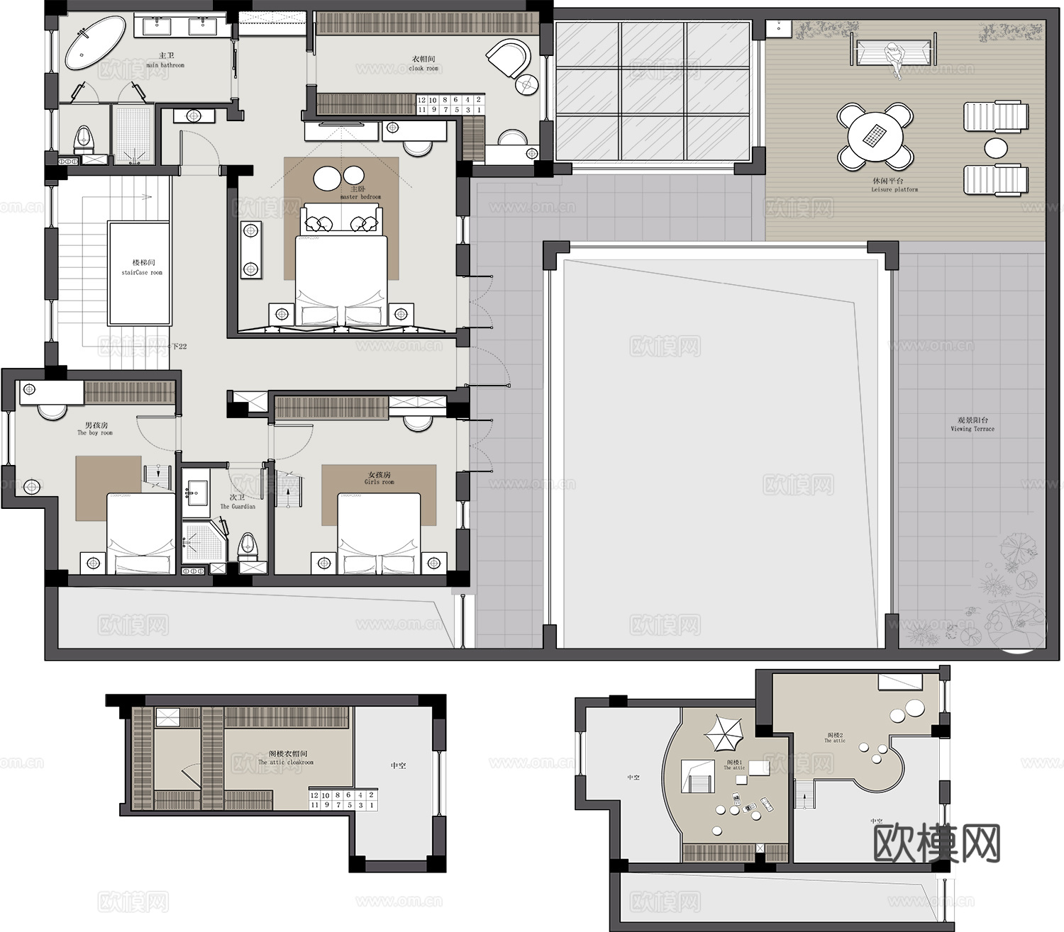 别墅样板间  最新全套施工图设计cad施工图