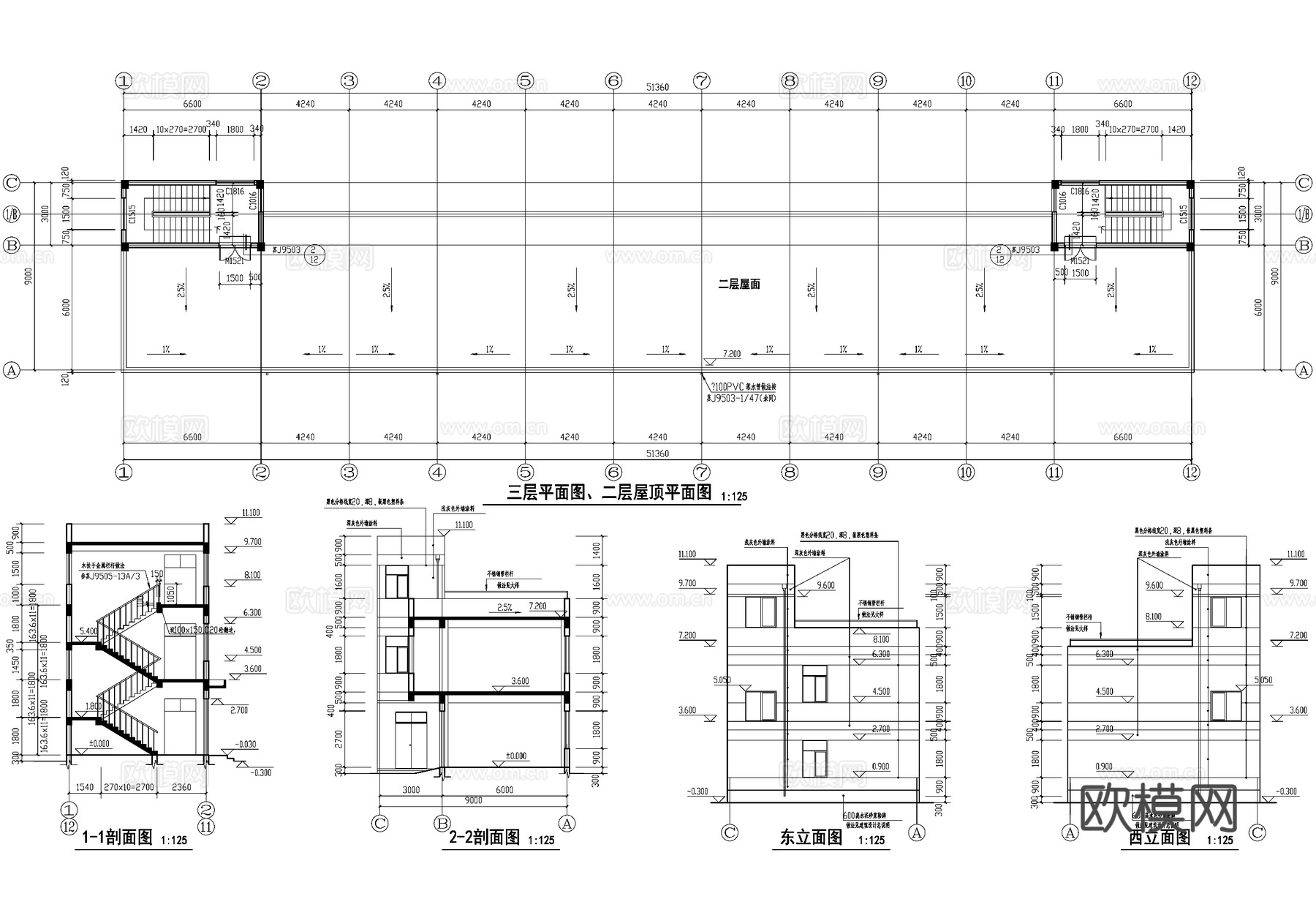 三层木工车间厂房工业建筑cad施工图