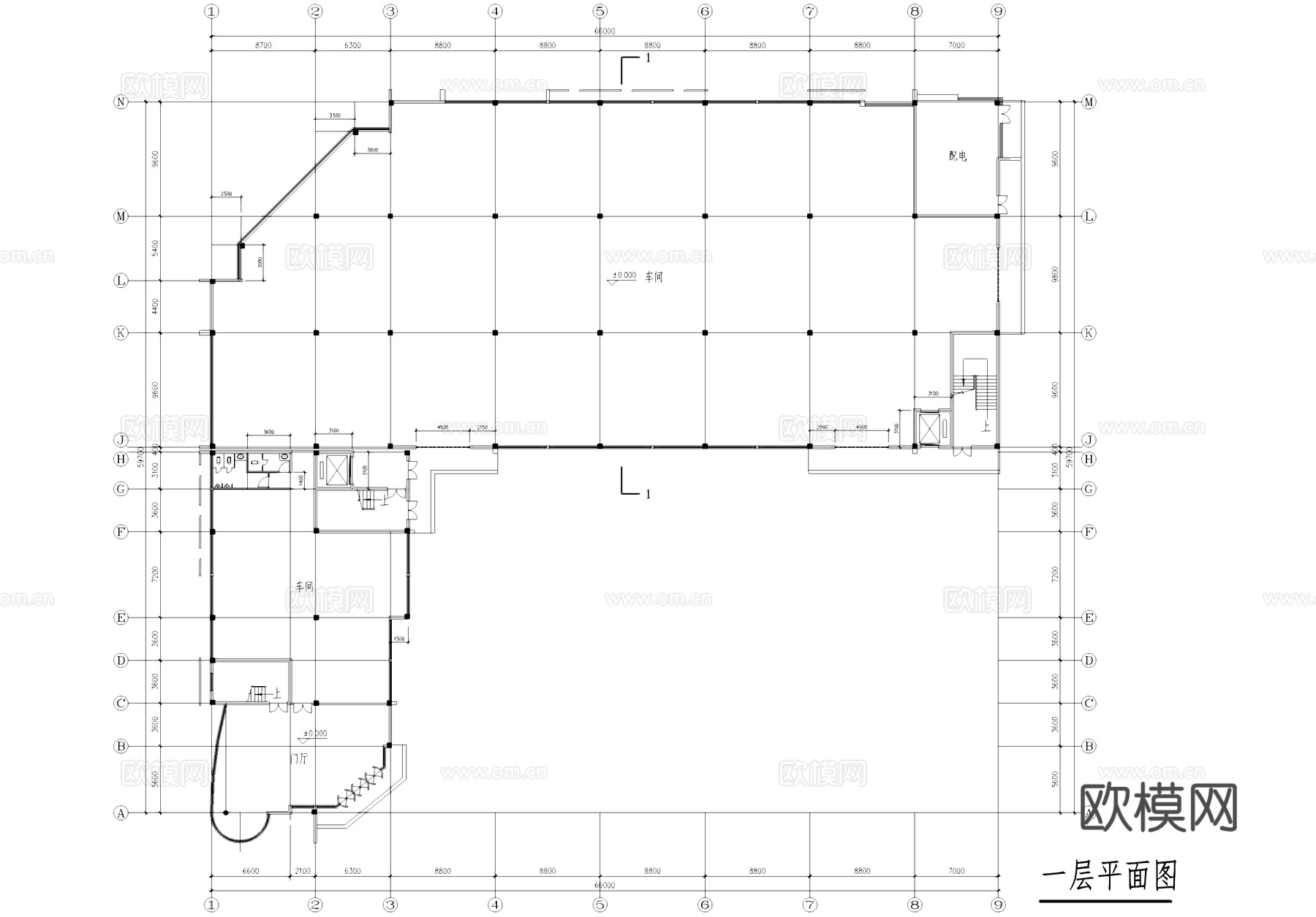 五层工业车间厂房建筑CAD施工图cad施工图