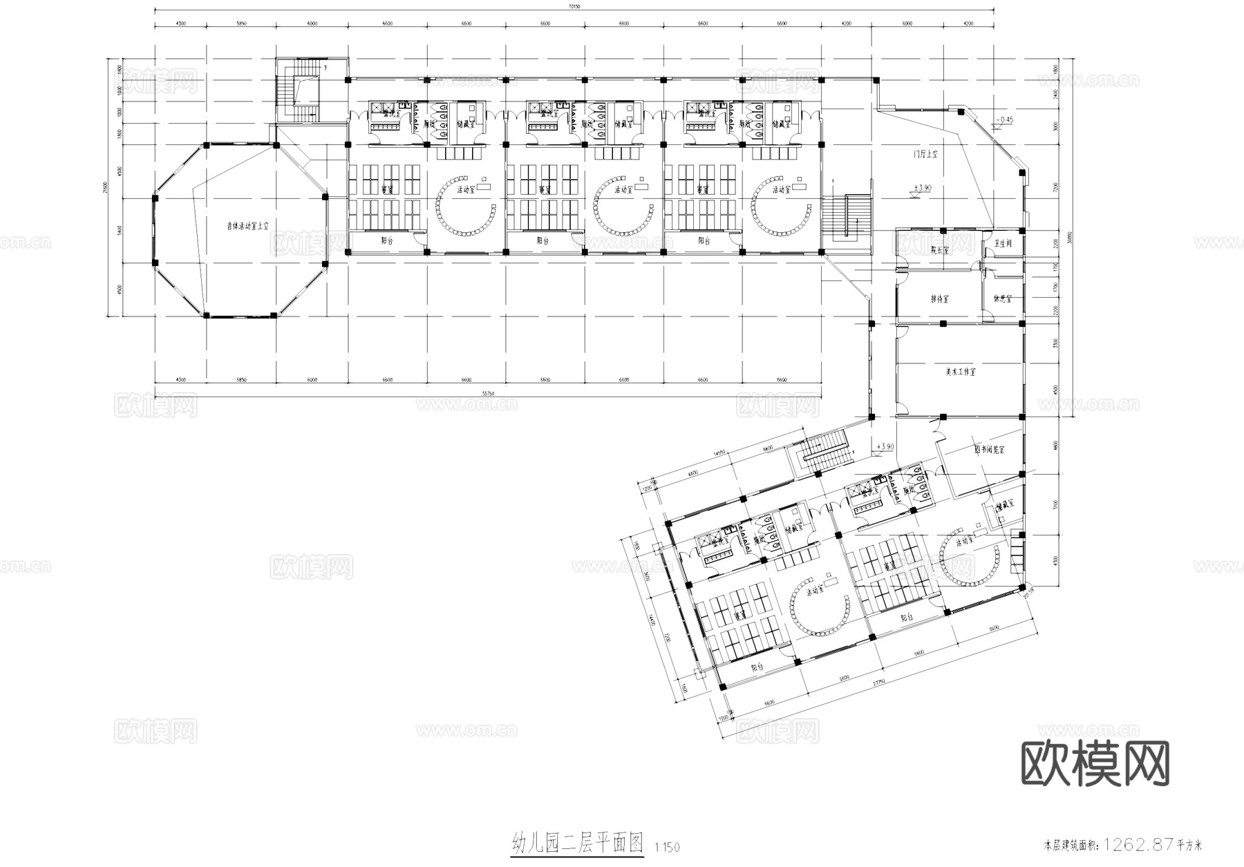 徐州国际学校幼儿园建筑CAD施工图集cad施工图