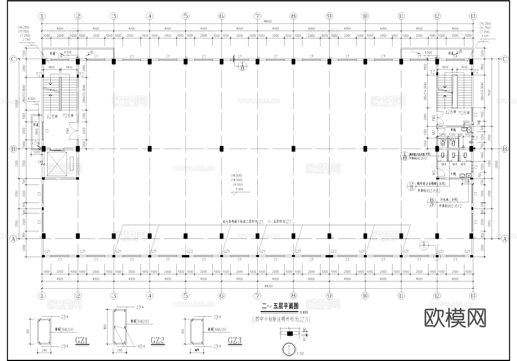 工业厂房办公建筑CAD施工图cad施工图