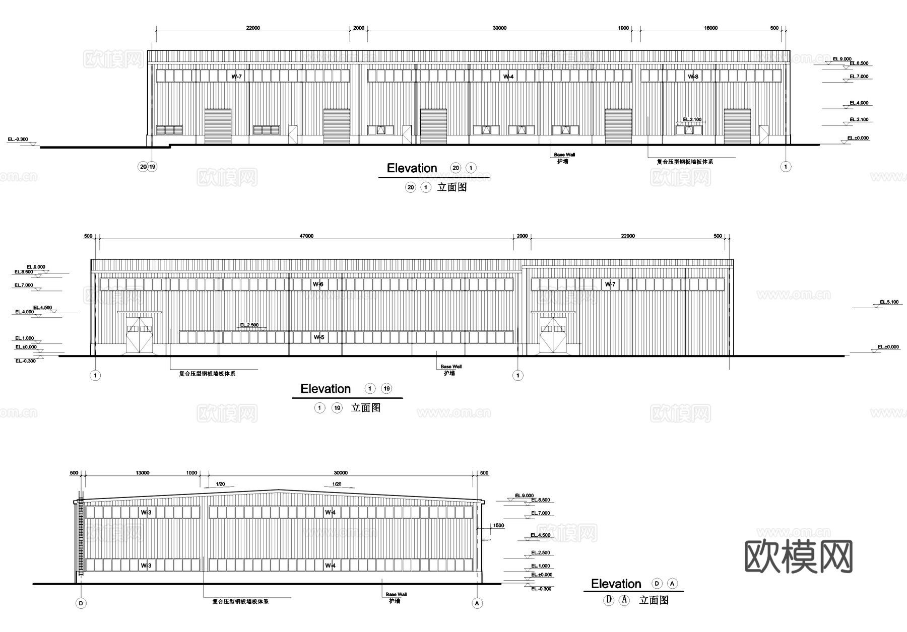 单层轻钢生产厂房装桶车间工业建筑CAD施工图集cad施工图