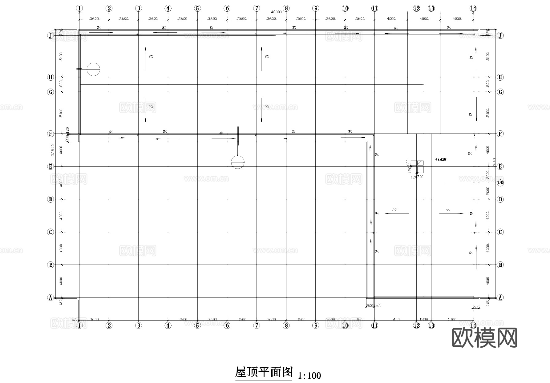 三层框架厂房工业建筑CAD施工图cad施工图