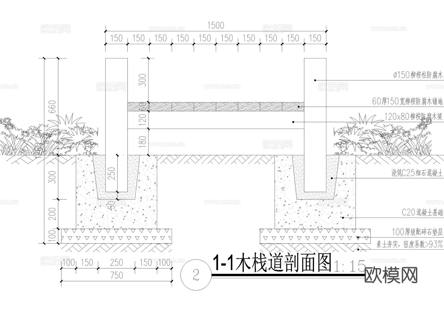 木栈道cad施工图