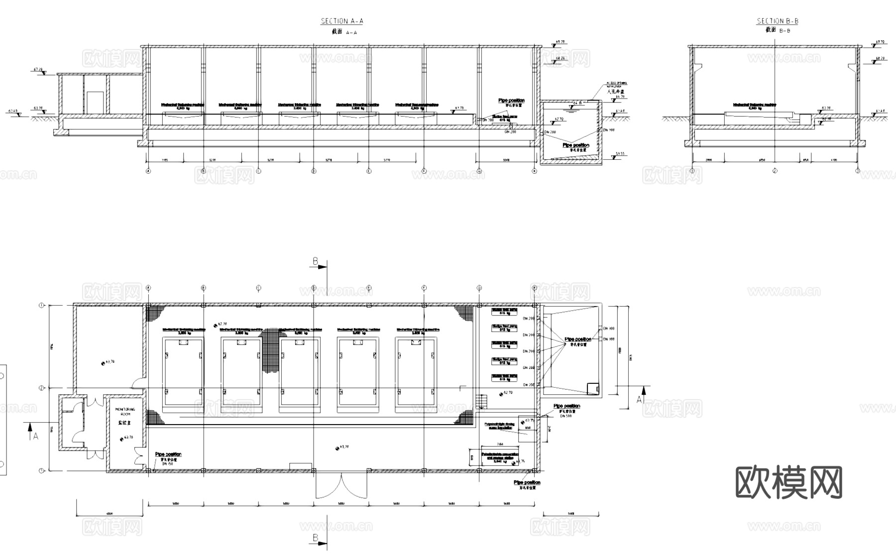 污水处理厂蛋形消化池及配套工业建筑CAD施工图cad施工图