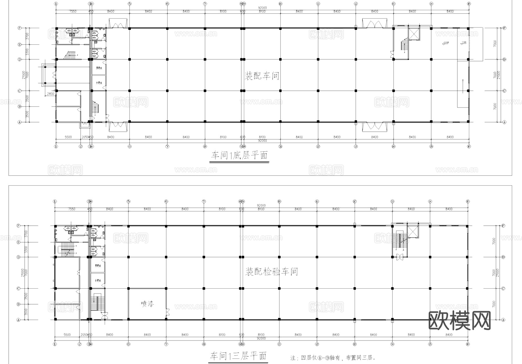 装配检验车间工业建筑CAD施工图cad施工图cad施工图