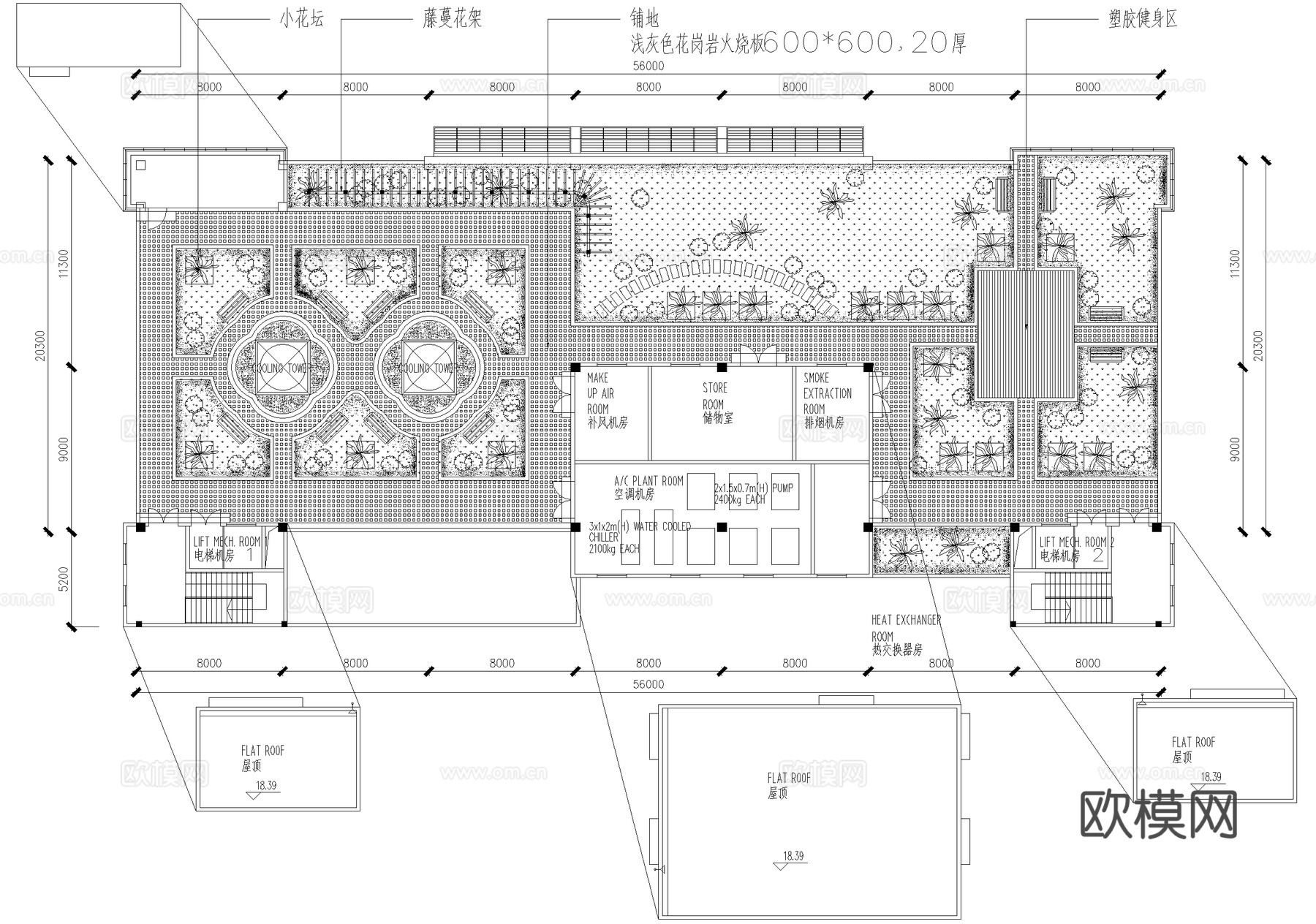 屋顶花园 平面图cad施工图