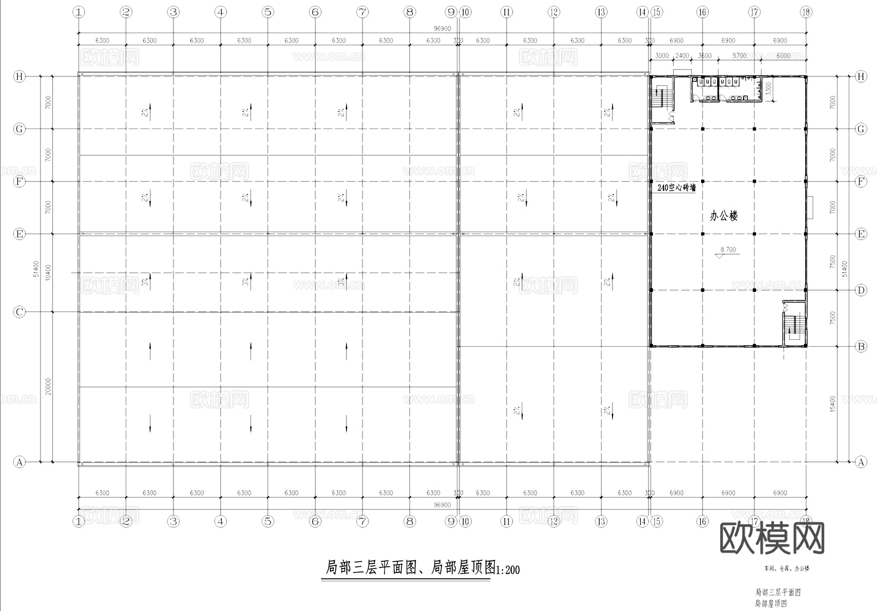仓库车间办公楼工业建筑CAD施工图cad施工图