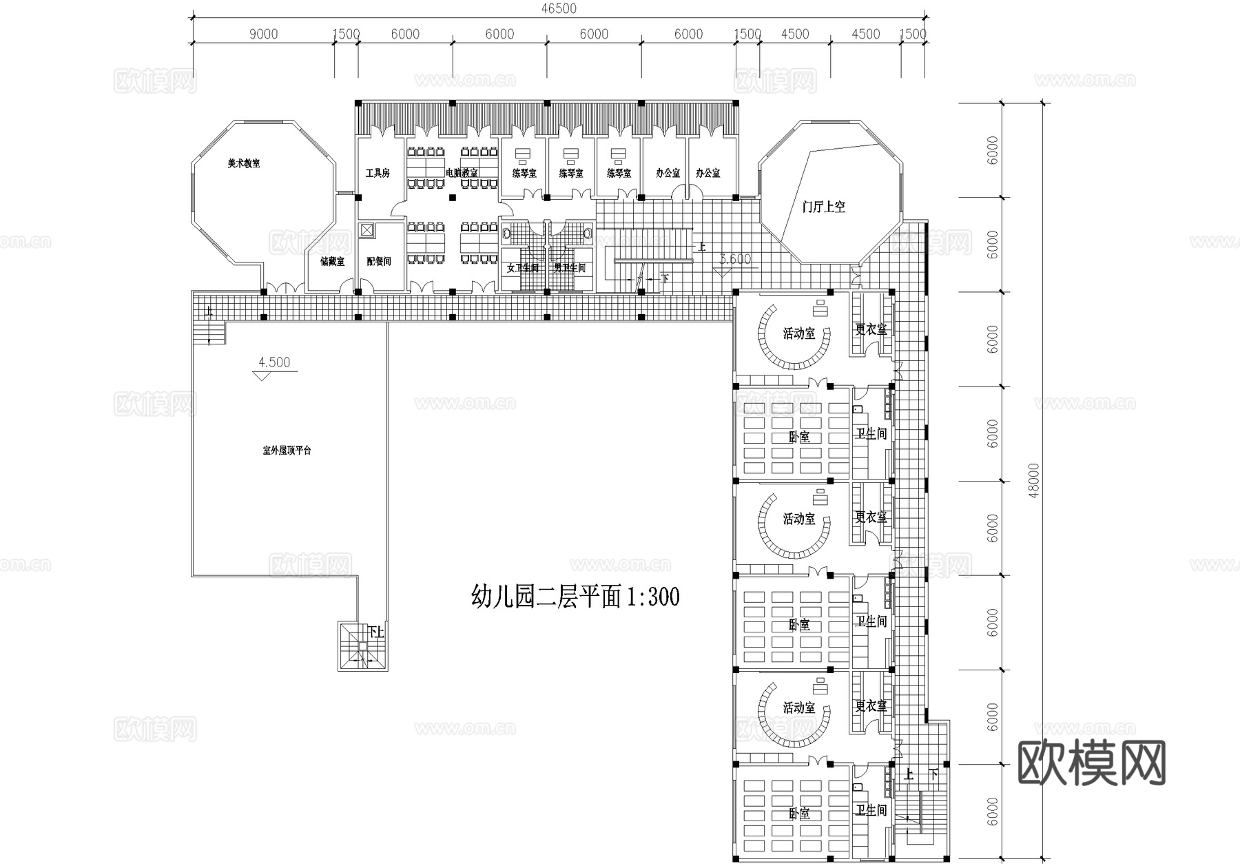幼儿园建筑 三层托儿所cad施工图