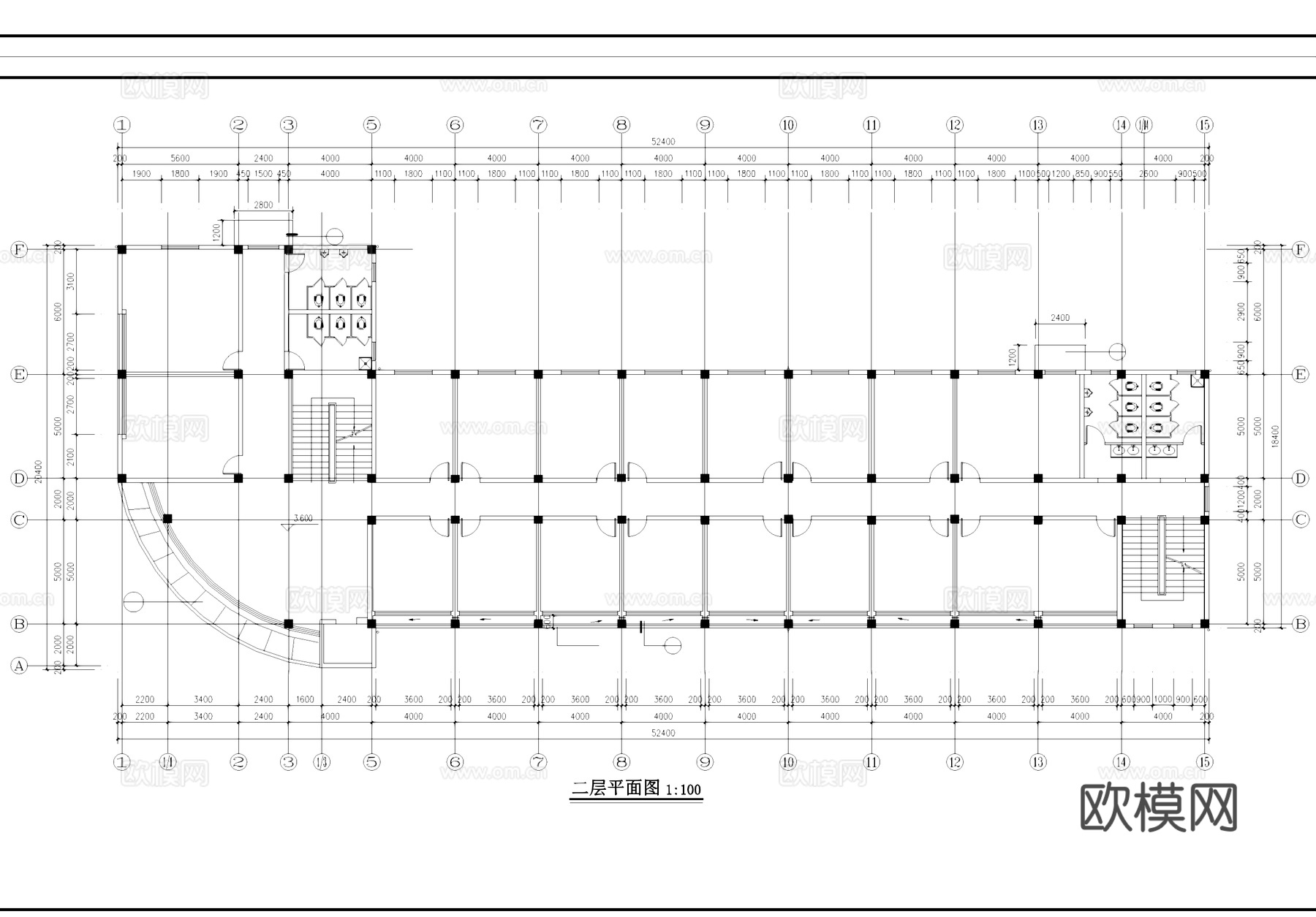厂区办公楼建筑CAD施工图cad施工图