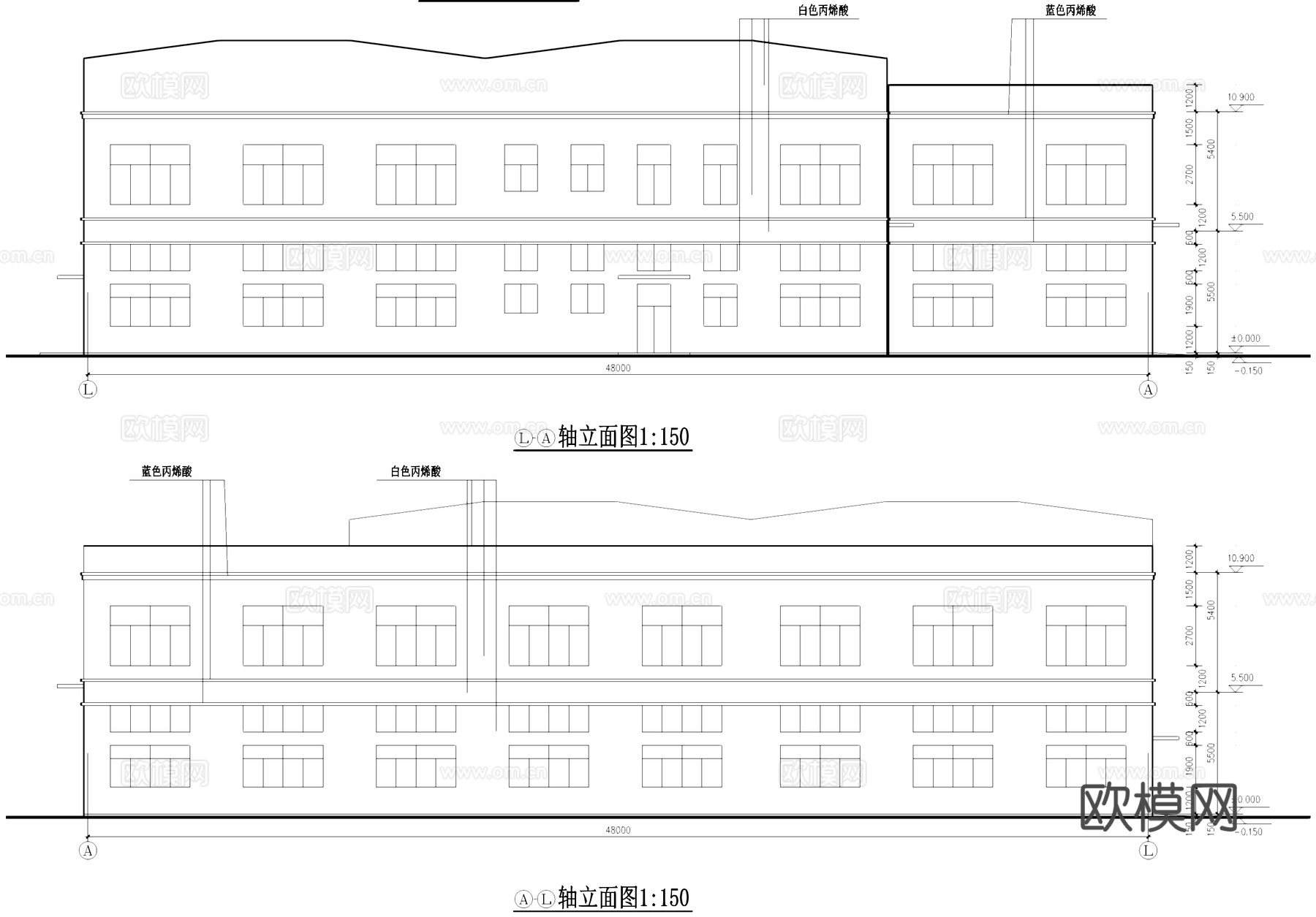 多层丁类厂房仓库车间工业建筑CAD施工图cad施工图