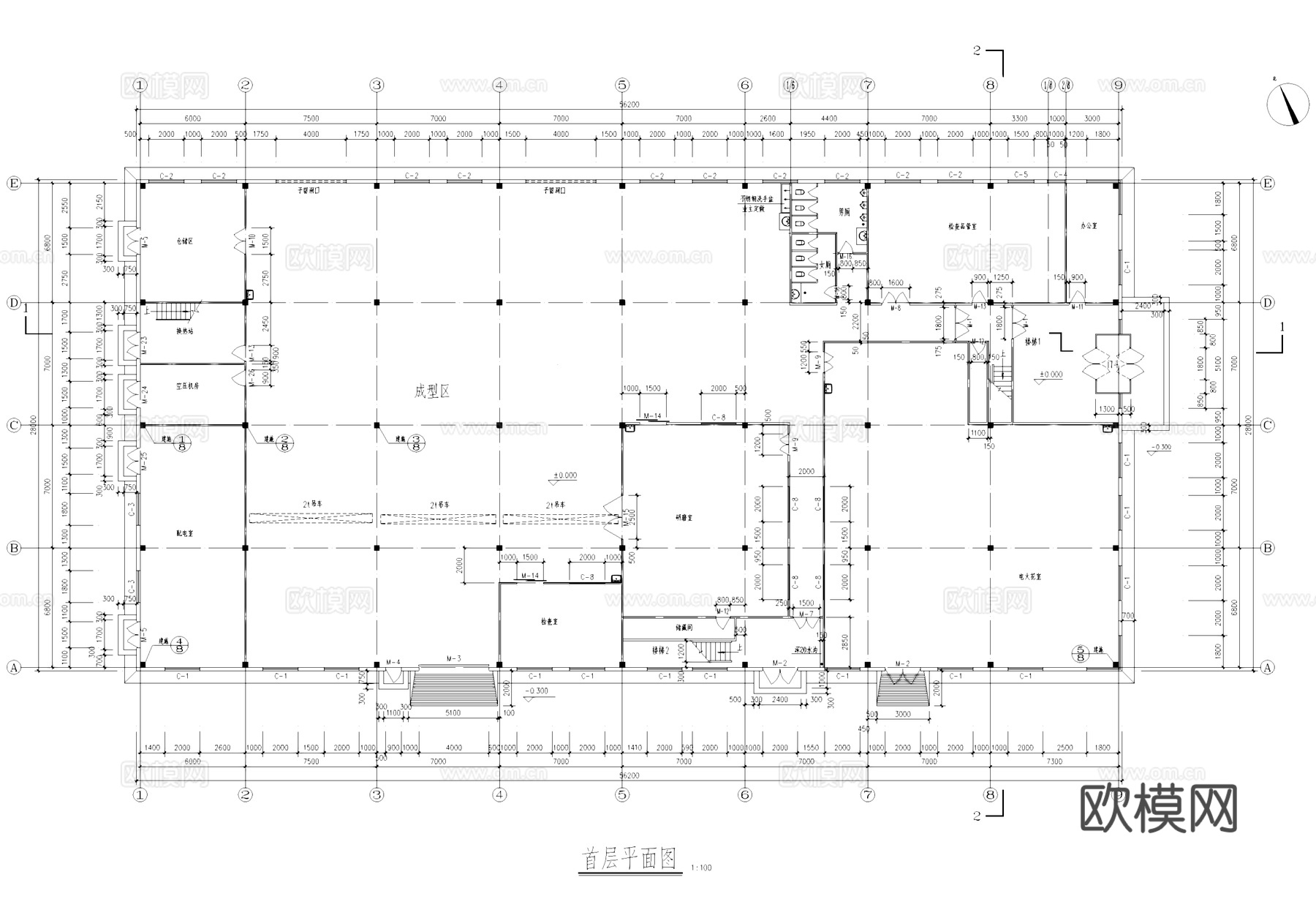 精密模具工厂厂房门卫工业建筑CAD施工图cad施工图