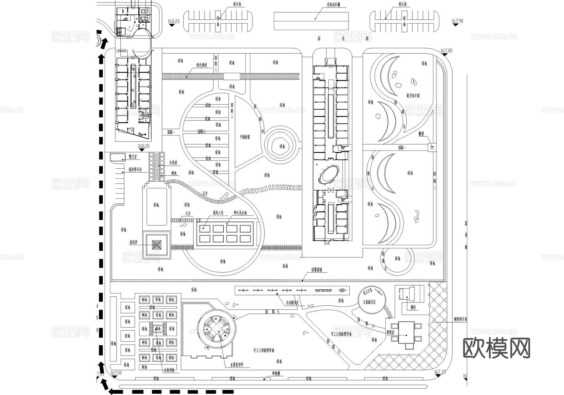 城市行政中心广场 规划总平面图cad施工图