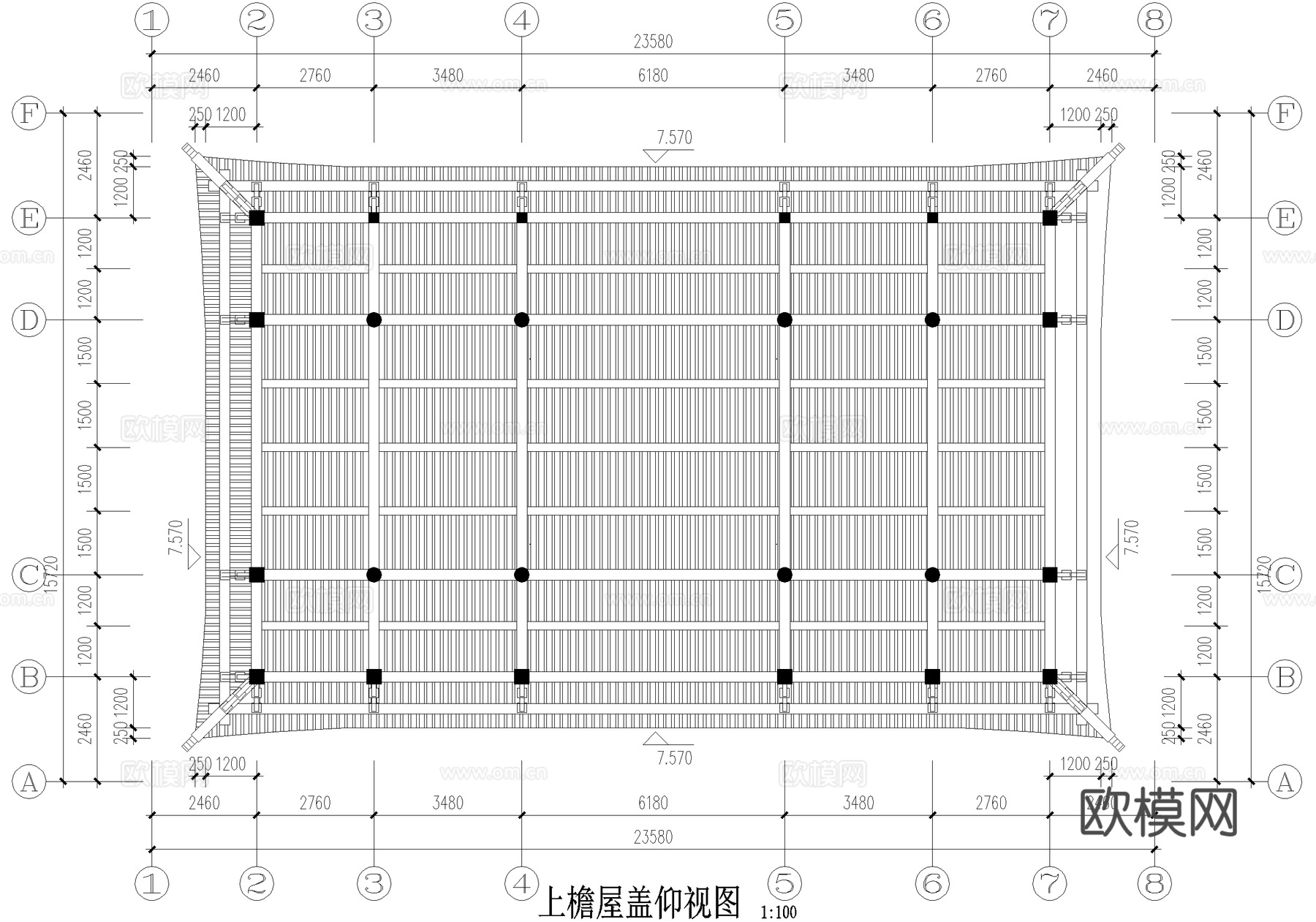 寺庙 道观大殿仿古建筑 重檐歇山顶cad施工图cad施工图